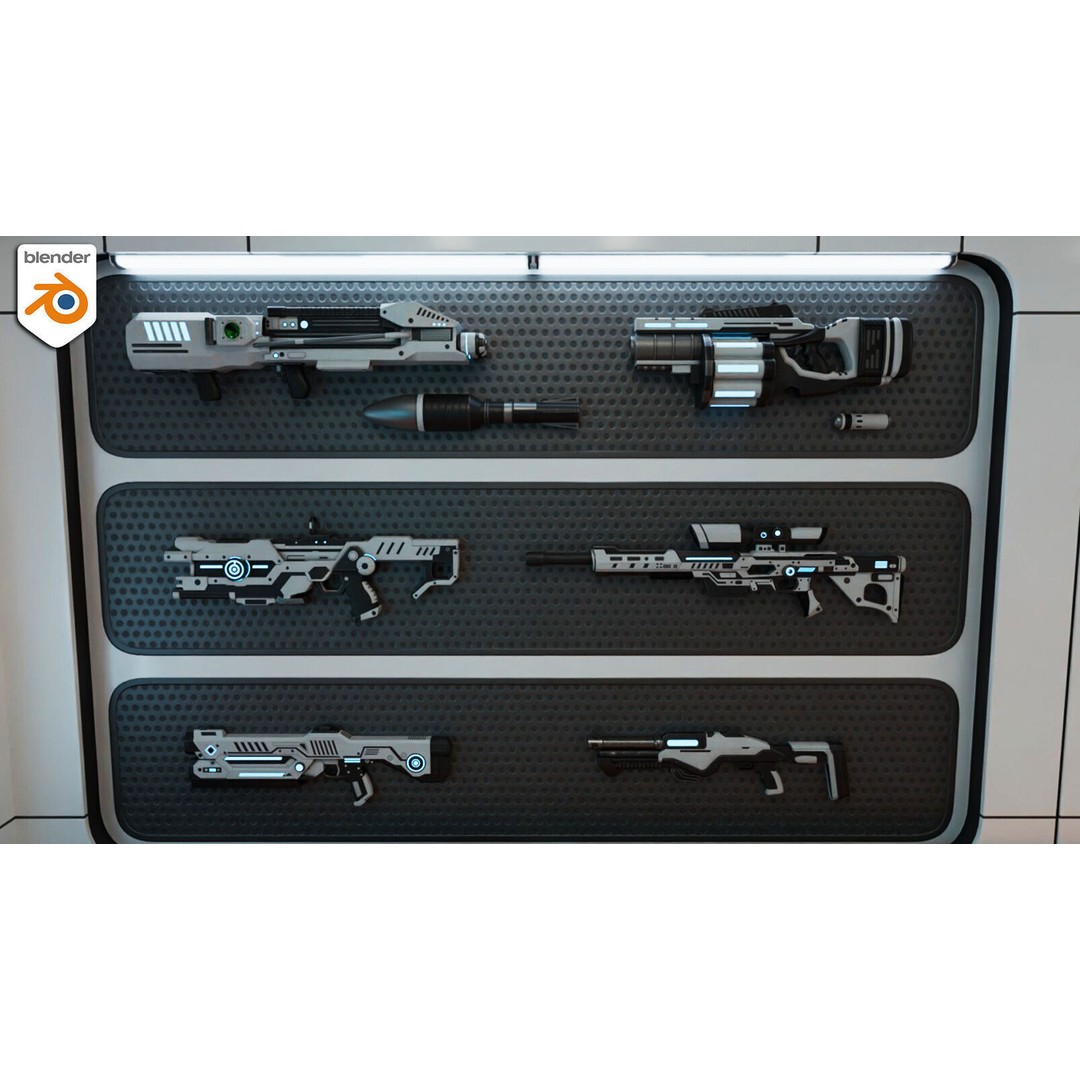 Sci-Fi Weapon Loft Interior 3D Model – Low Poly Game Asset, FBX