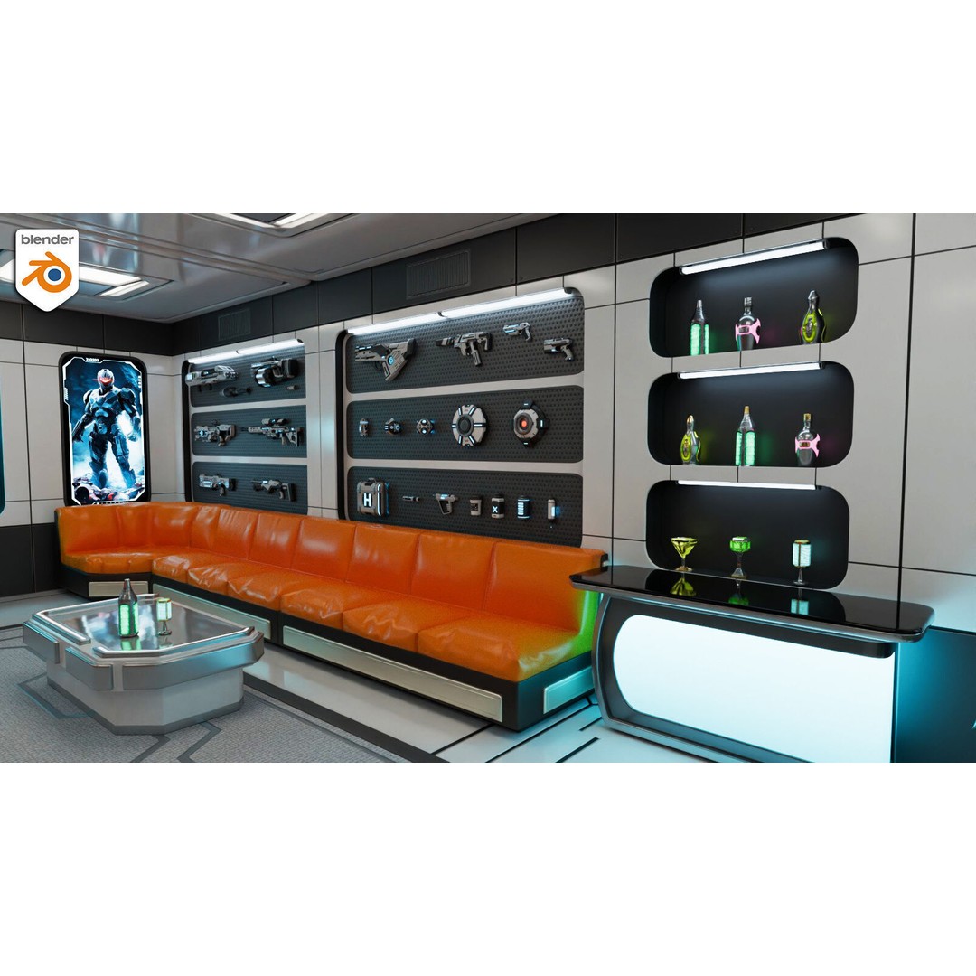 Sci-Fi Weapon Loft Interior 3D Model – Low Poly Game Asset, FBX - View 10