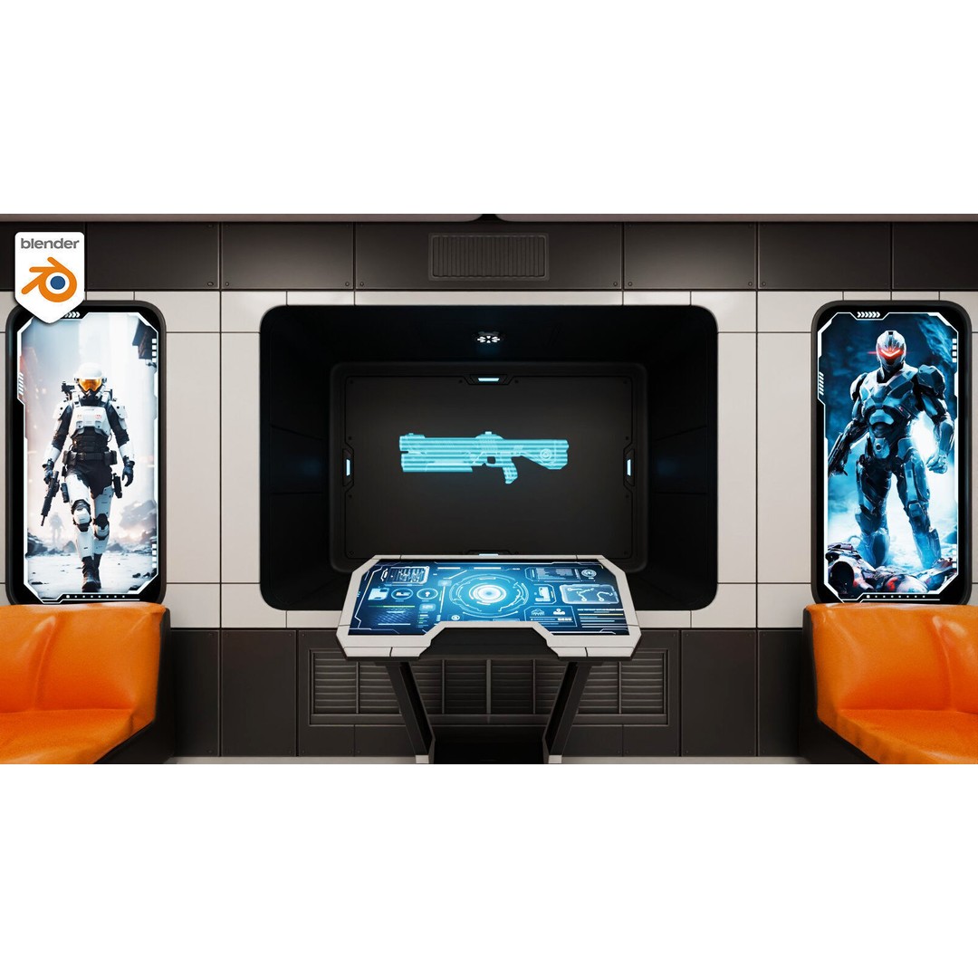 Sci-Fi Weapon Loft Interior 3D Model – Low Poly Game Asset, FBX - View 13