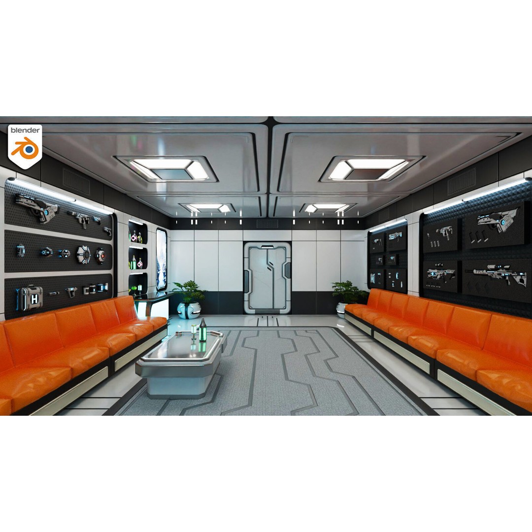 Sci-Fi Weapon Loft Interior 3D Model – Low Poly Game Asset, FBX - View 14