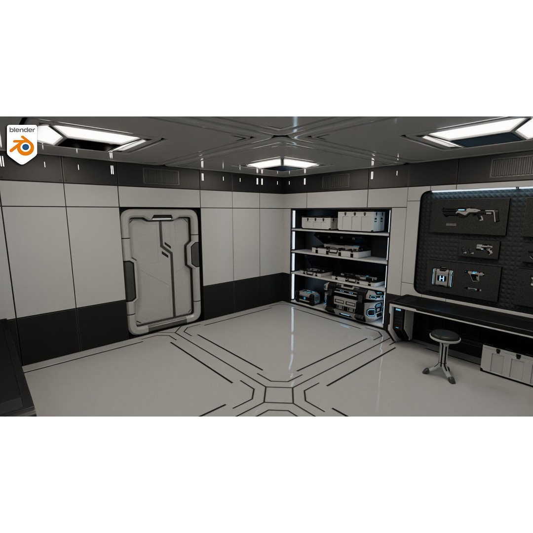 Sci-Fi Weapon Loft Interior 3D Model – Low Poly Game Asset, FBX - View 18