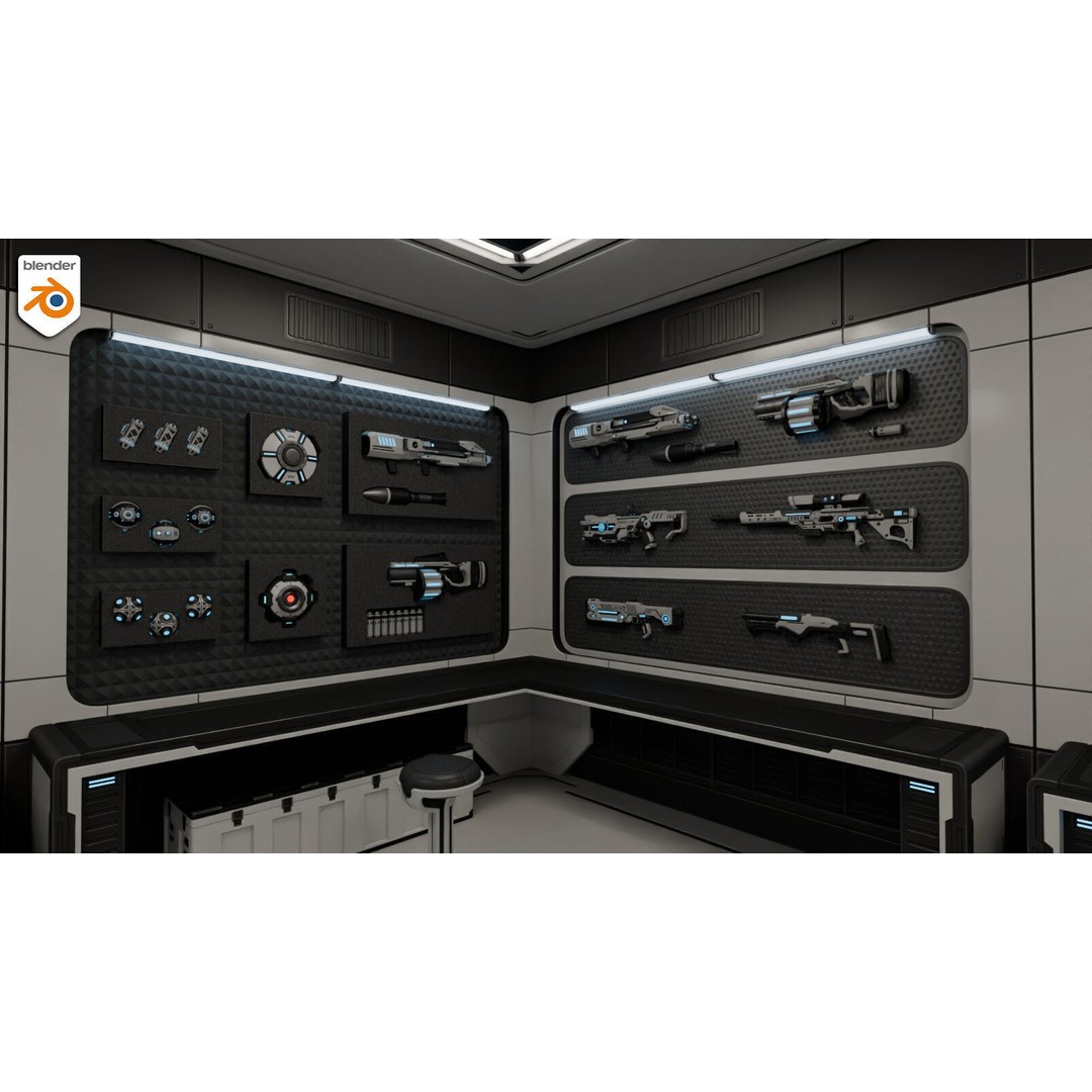 Sci-Fi Weapon Loft Interior 3D Model – Low Poly Game Asset, FBX - View 19