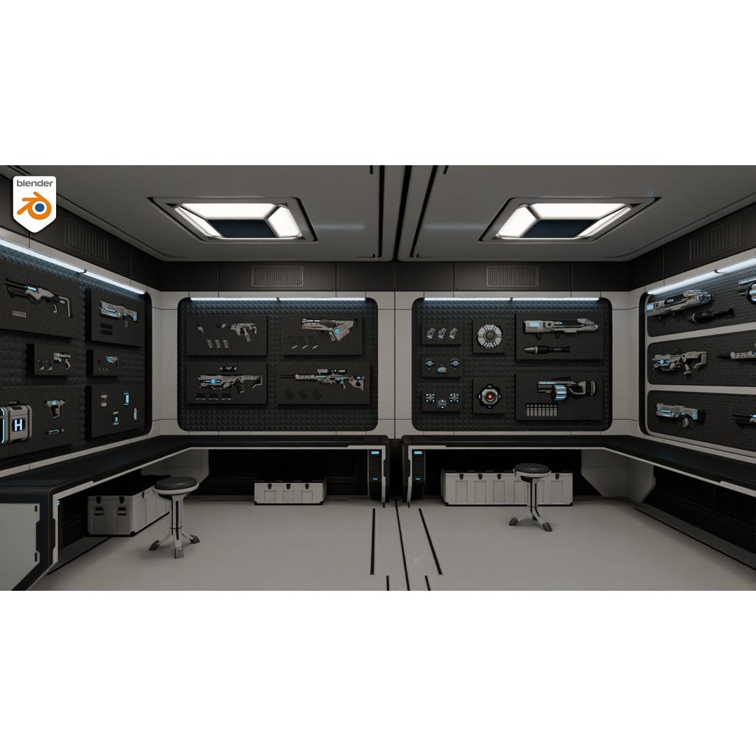Sci-Fi Weapon Loft Interior 3D Model – Low Poly Game Asset, FBX - View 20