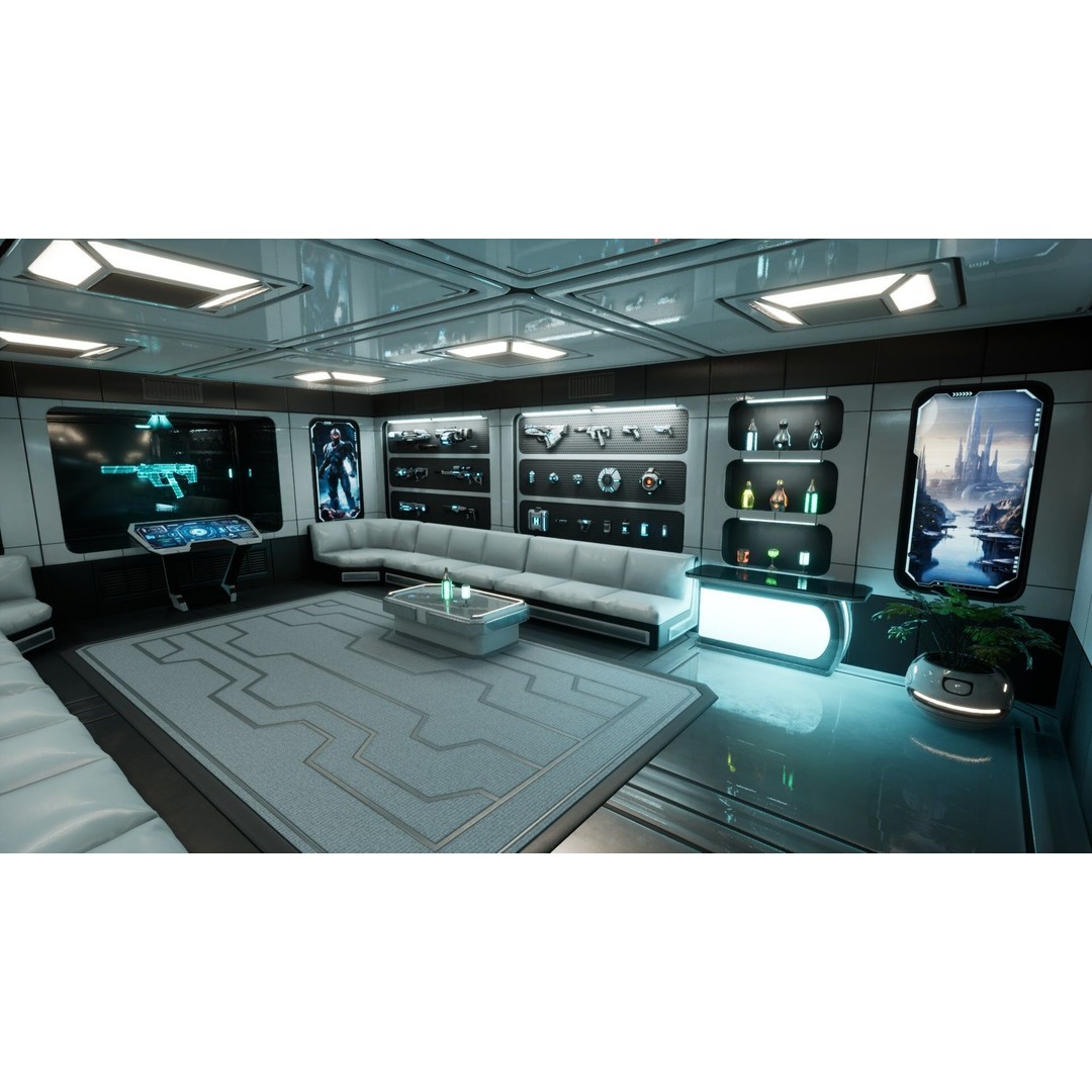 Sci-Fi Weapon Loft Interior 3D Model – Low Poly Game Asset, FBX - View 3