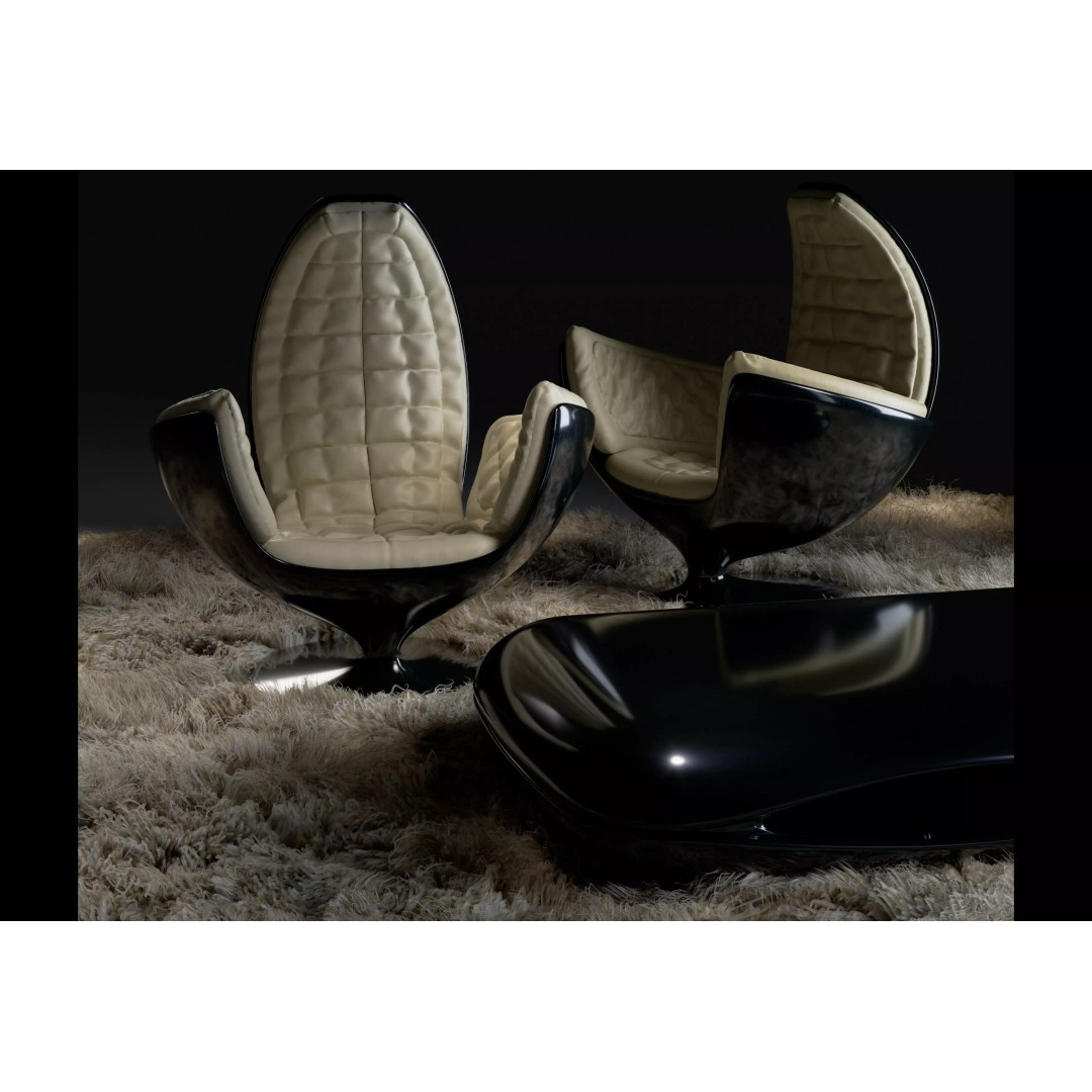 70s Armchair 3D Model – High Poly Interior Asset with Coffee Table and Rug - View 2