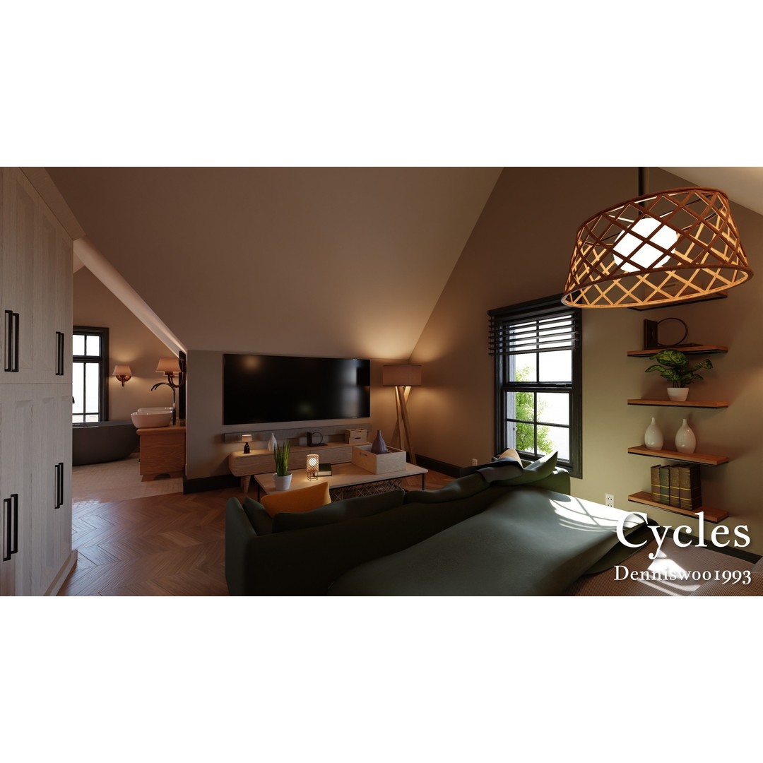 Modular Classic American House 3D Model – Low Poly Game Asset, Blender - View 13