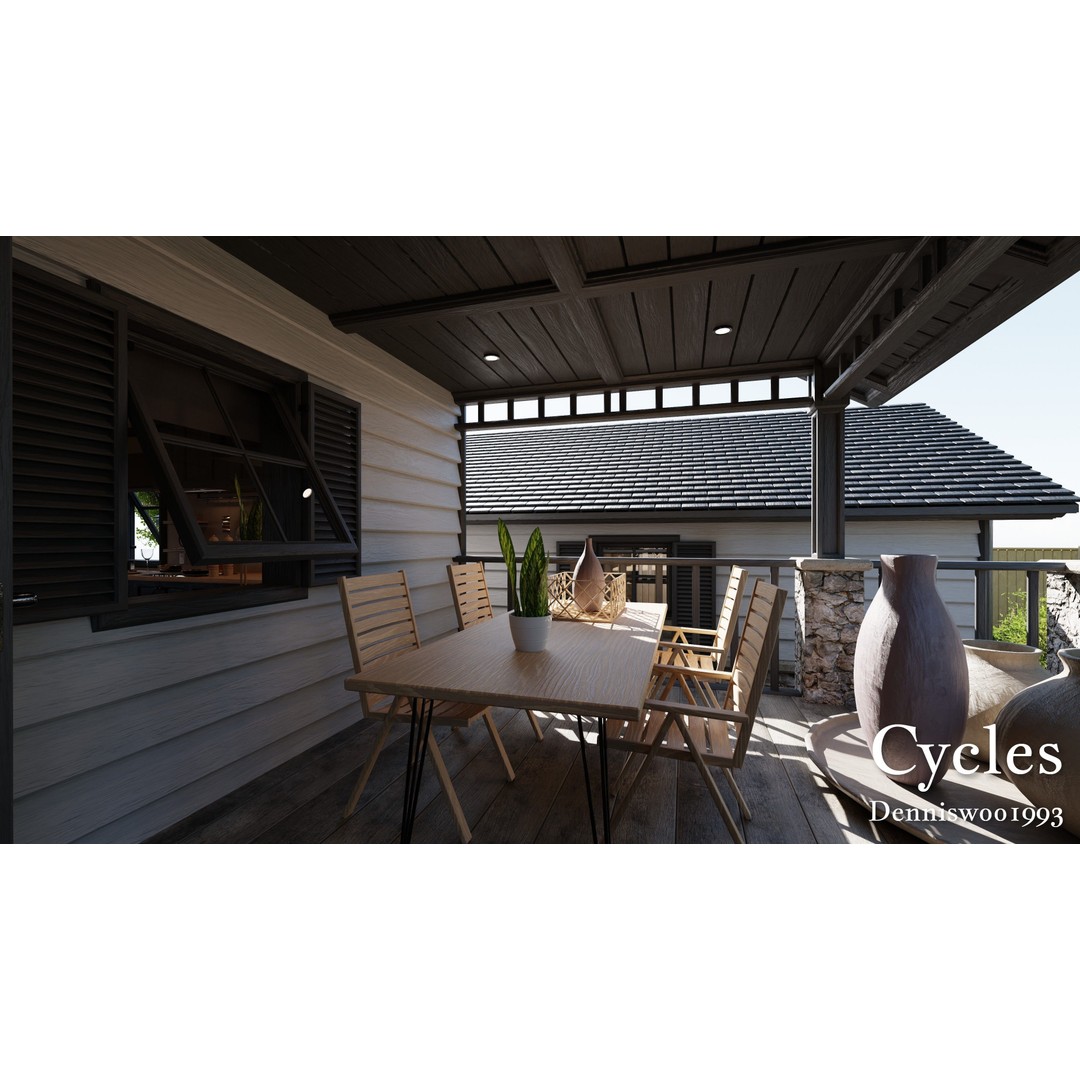Modular Classic American House 3D Model – Low Poly Game Asset, Blender - View 16