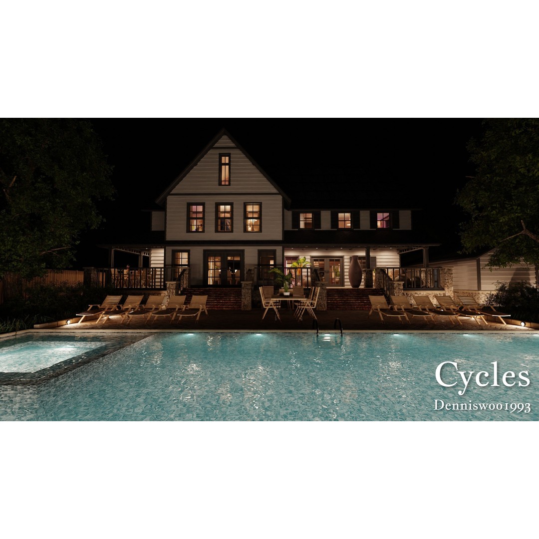 Modular Classic American House 3D Model – Low Poly Game Asset, Blender - View 28