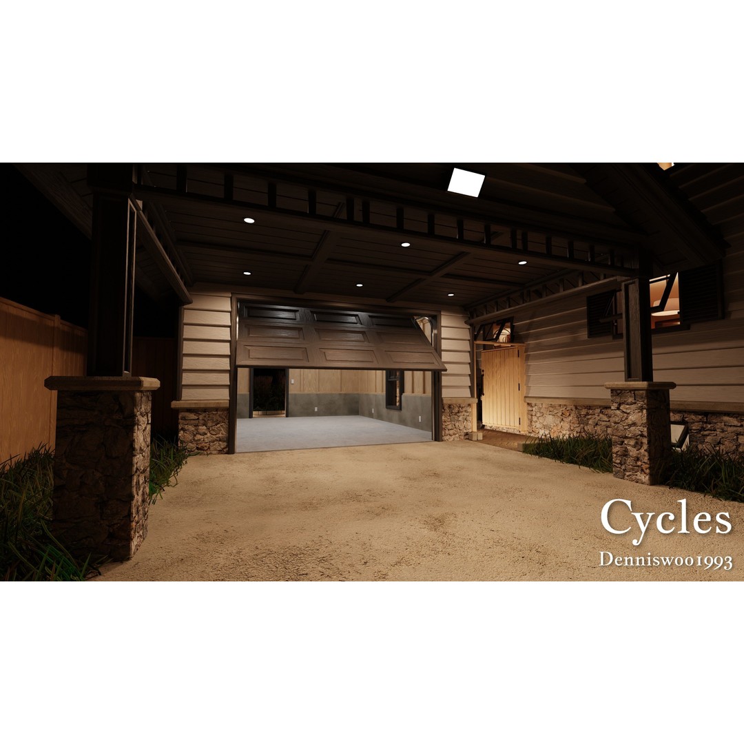 Modular Classic American House 3D Model – Low Poly Game Asset, Blender - View 30