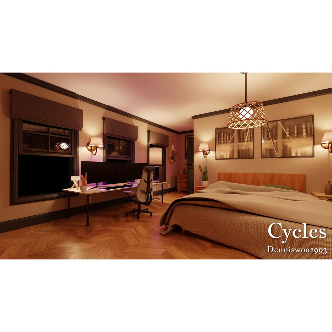 Modular Classic American House 3D Model – Low Poly Game Asset, Blender - View 36