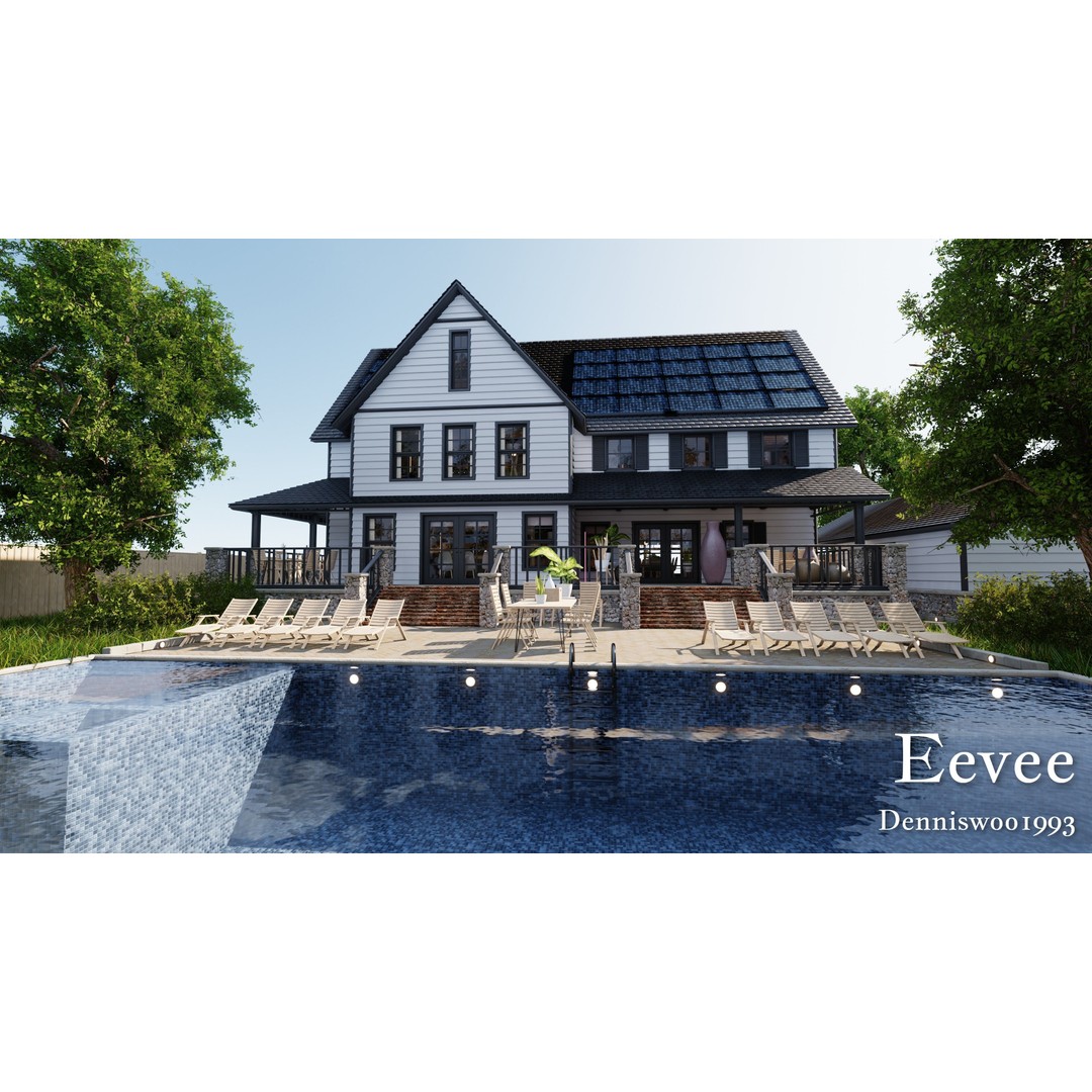 Modular Classic American House 3D Model – Low Poly Game Asset, Blender - View 42
