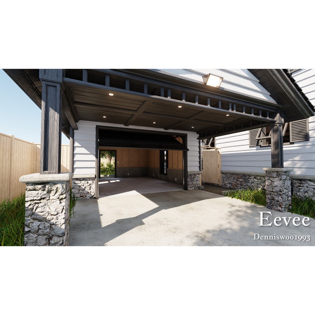 Modular Classic American House 3D Model – Low Poly Game Asset, Blender - View 45