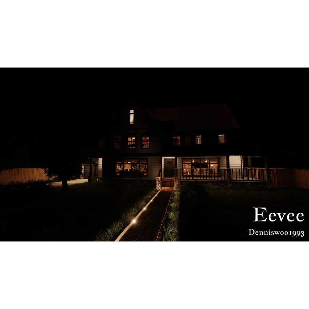 Modular Classic American House 3D Model – Low Poly Game Asset, Blender - View 47
