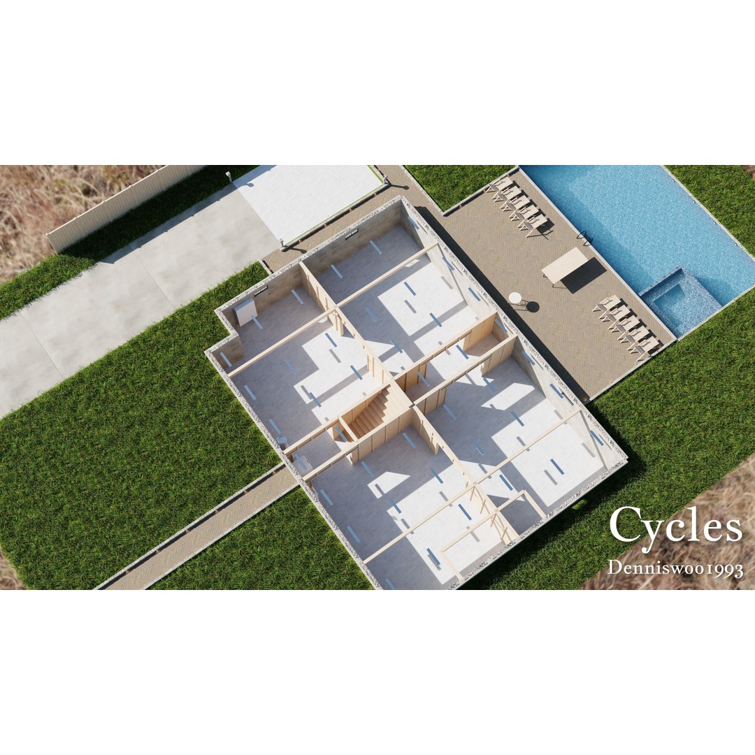 Modular Classic American House 3D Model – Low Poly Game Asset, Blender - View 5
