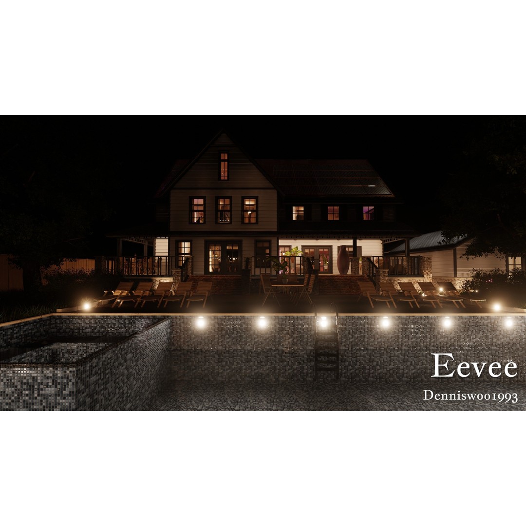 Modular Classic American House 3D Model – Low Poly Game Asset, Blender - View 50