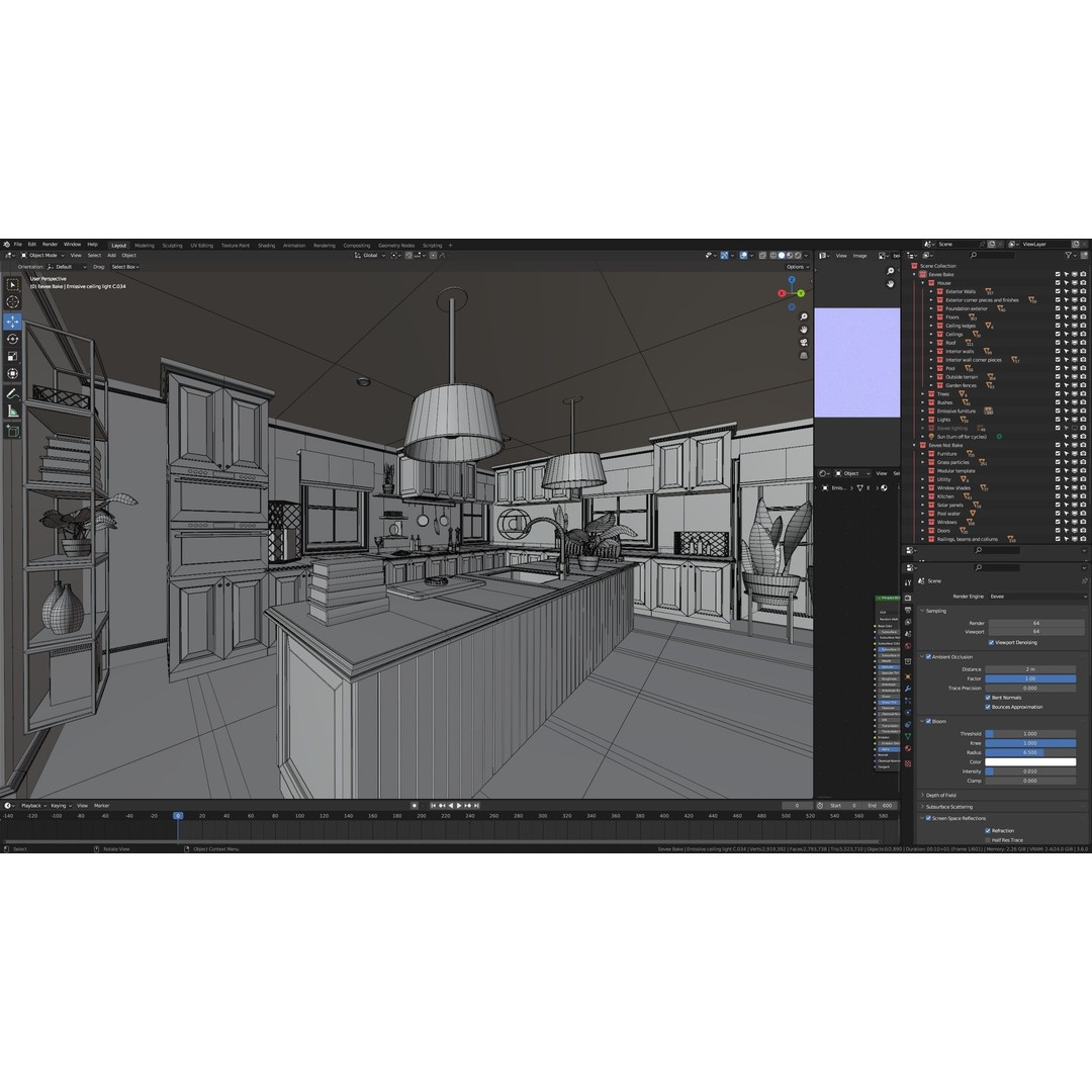 Modular Classic American House 3D Model – Low Poly Game Asset, Blender - View 55