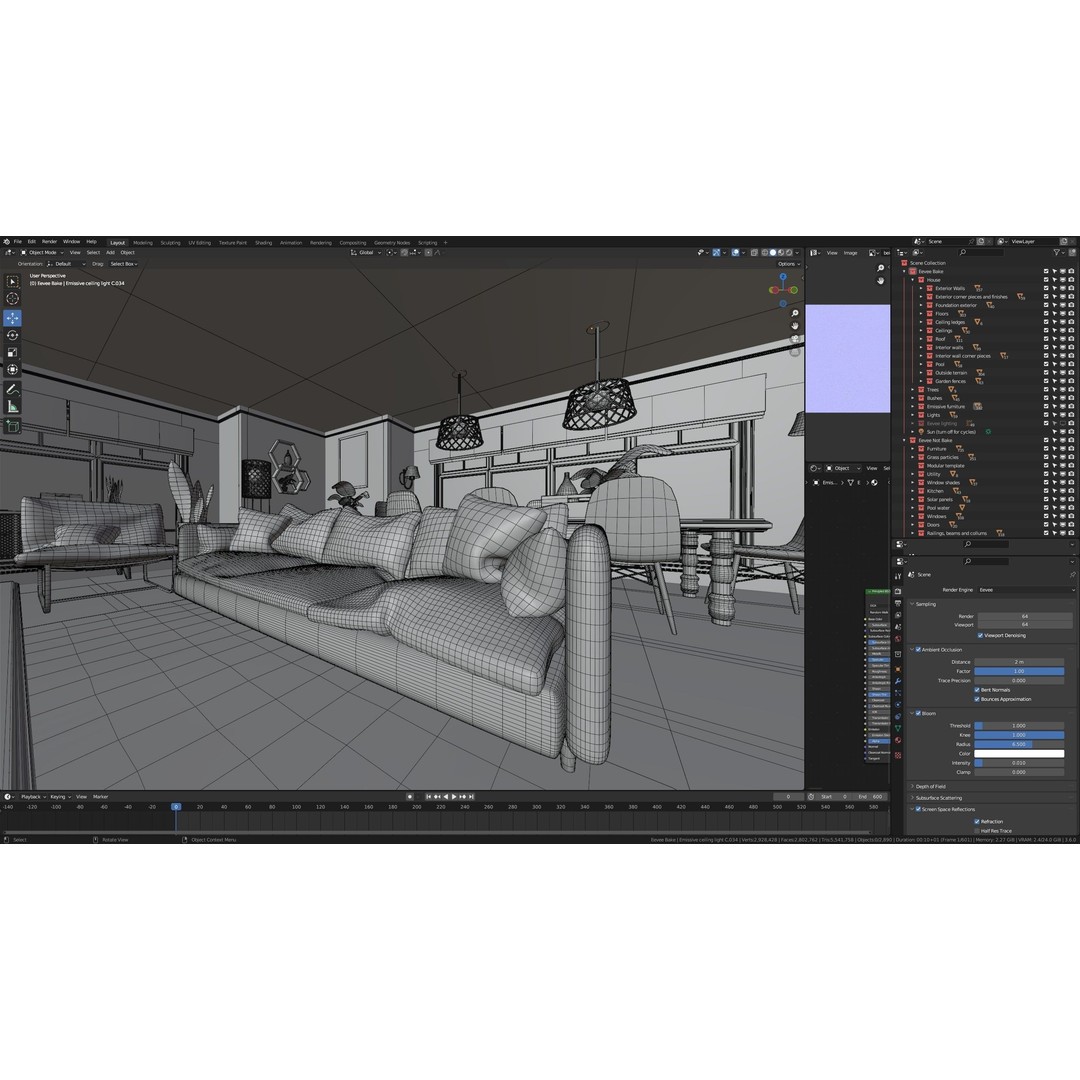 Modular Classic American House 3D Model – Low Poly Game Asset, Blender - View 56