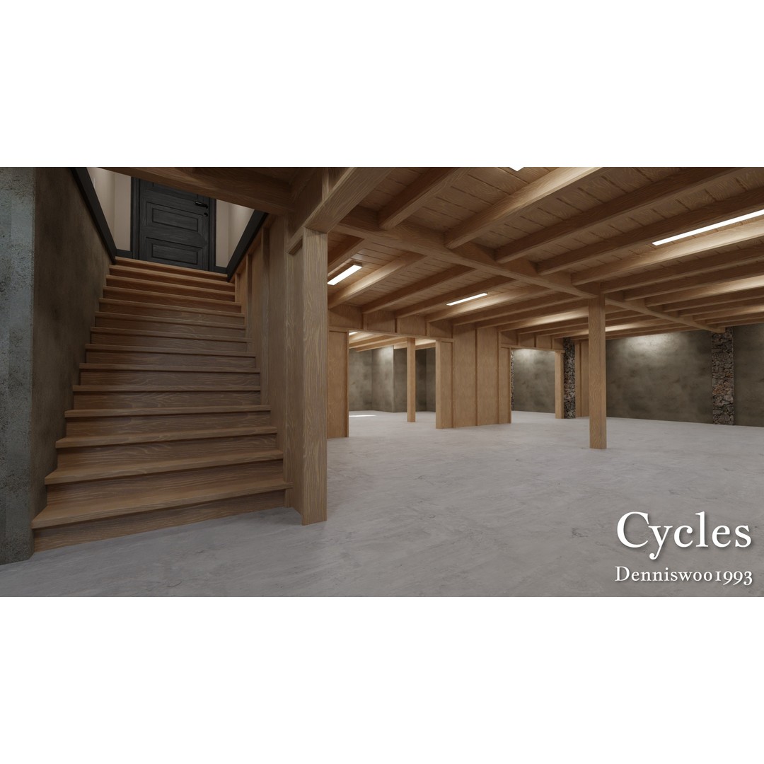 Classic American House 3D Model – Low Poly Furnished Interior, Blender - View 17