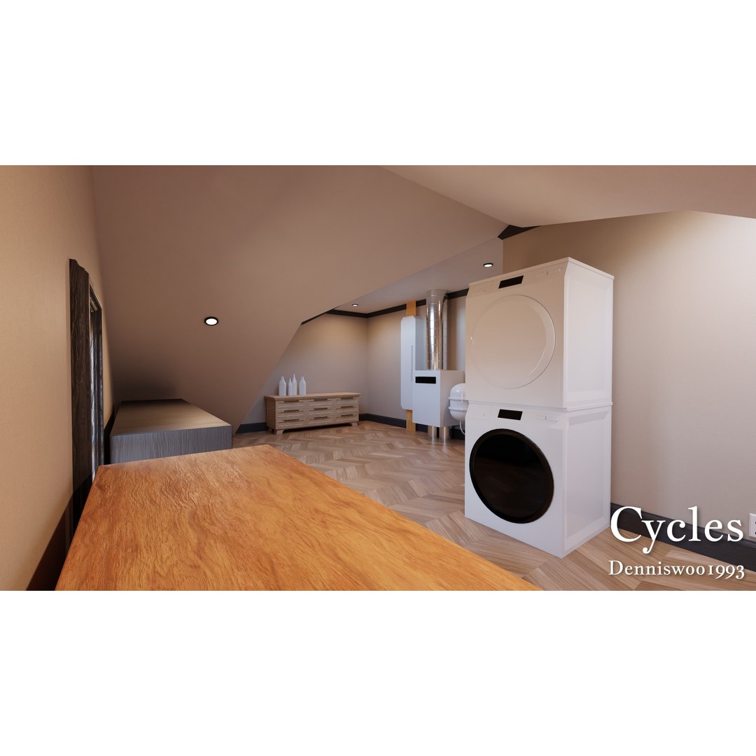 Classic American House 3D Model – Low Poly Furnished Interior, Blender - View 21