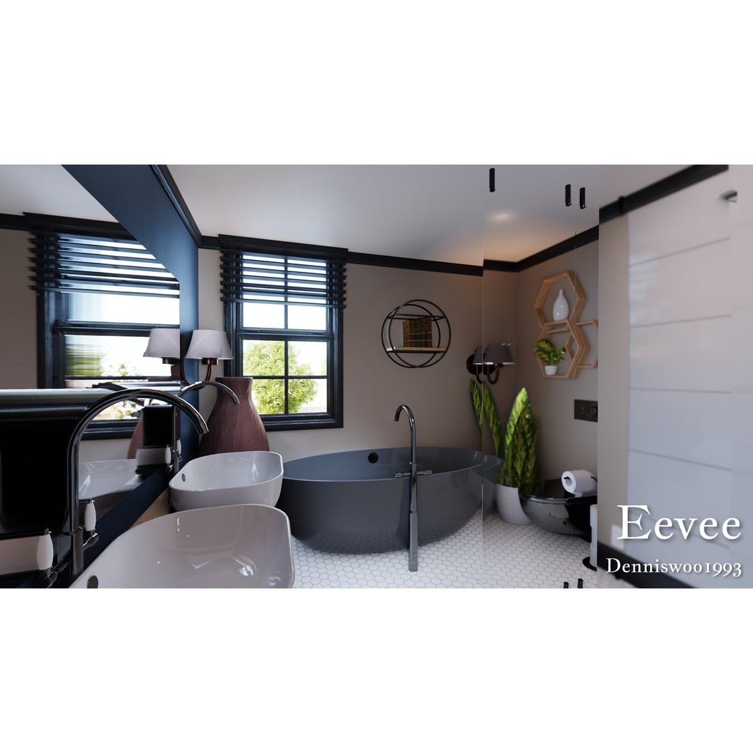 Classic American House 3D Model – Low Poly Furnished Interior, Blender - View 39