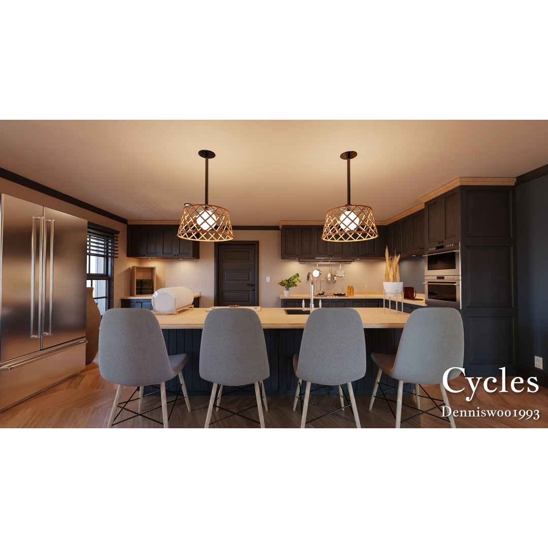 Classic American House 3D Model – Low Poly Furnished Interior, Blender - View 9