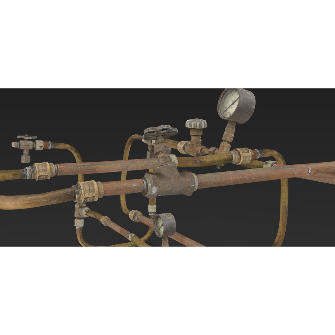 Pipes System 3D Model – Low Poly Industrial Asset, PBR Textures - View 10