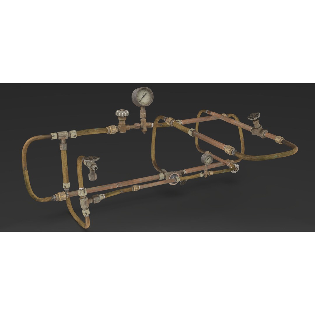 Pipes System 3D Model – Low Poly Industrial Asset, PBR Textures - View 3