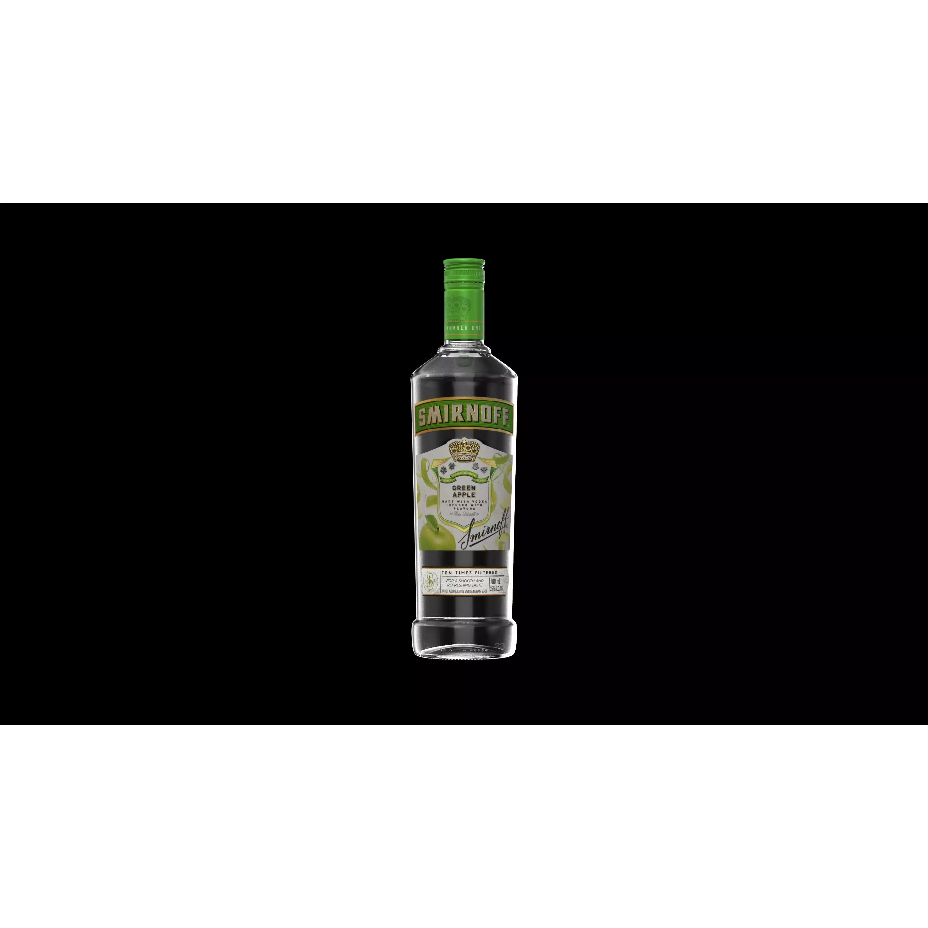 Smirnoff Green Apple Bottle - High Quality 3D Model - View 10
