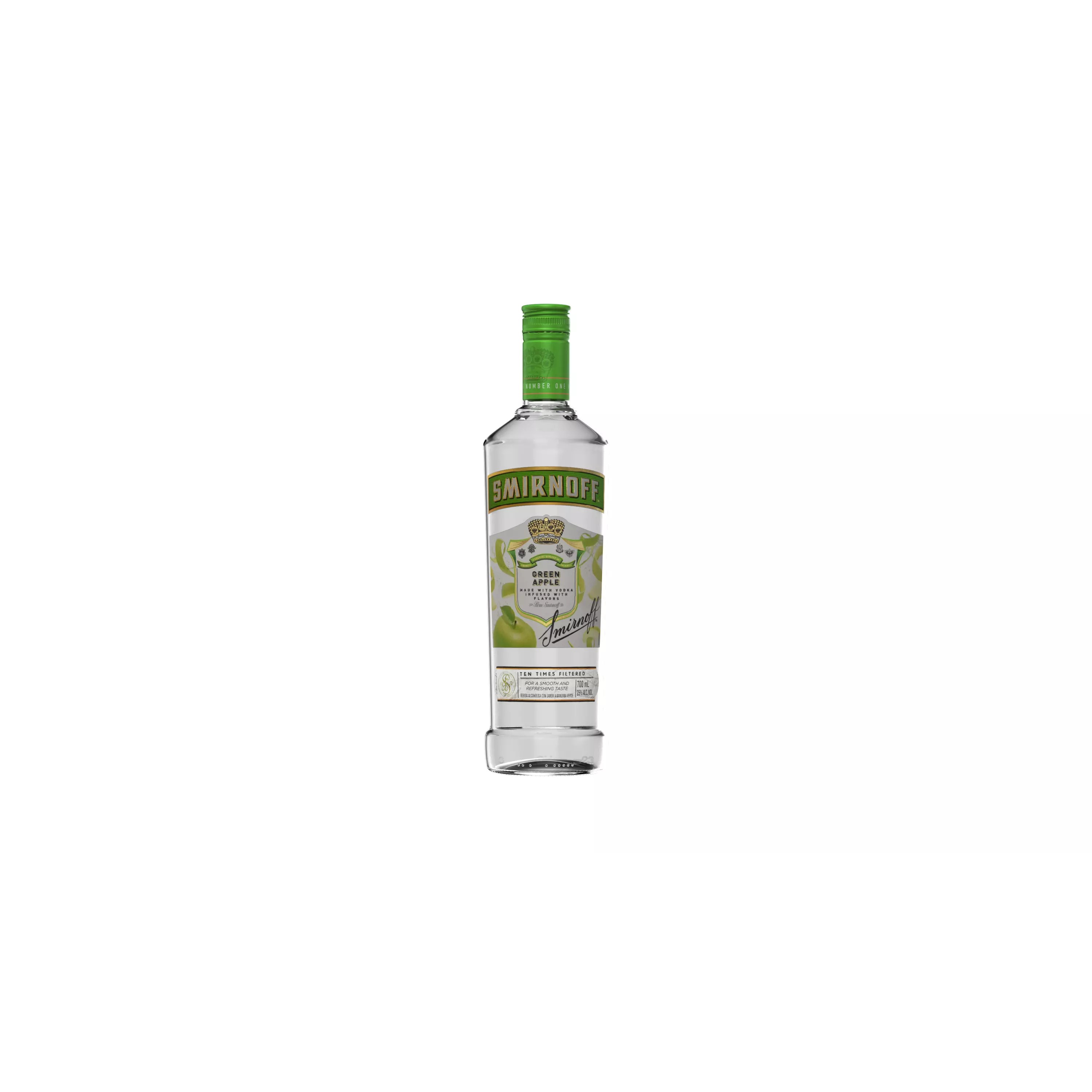 Smirnoff Green Apple Bottle - High Quality 3D Model - View 11