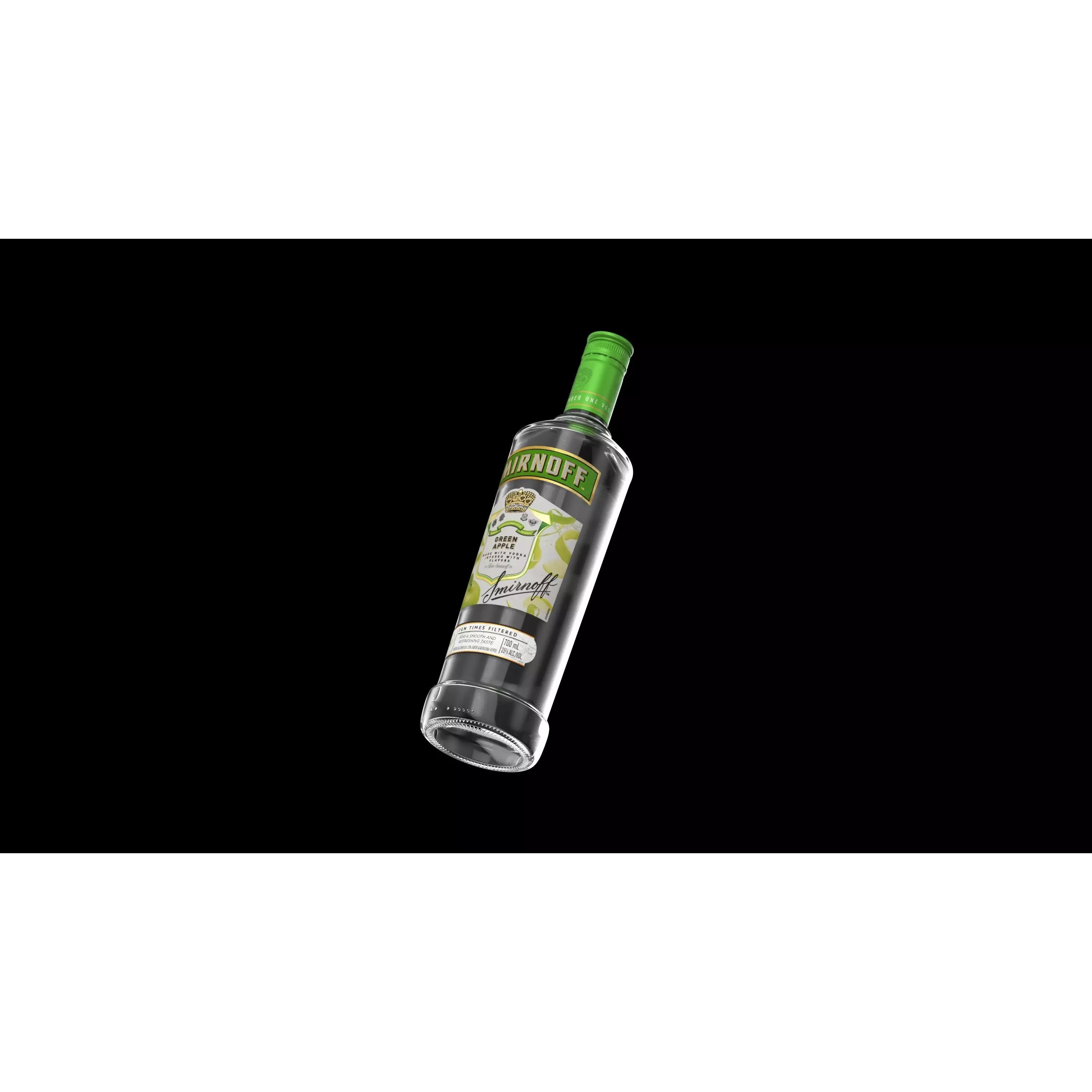 Smirnoff Green Apple Bottle - High Quality 3D Model - View 3