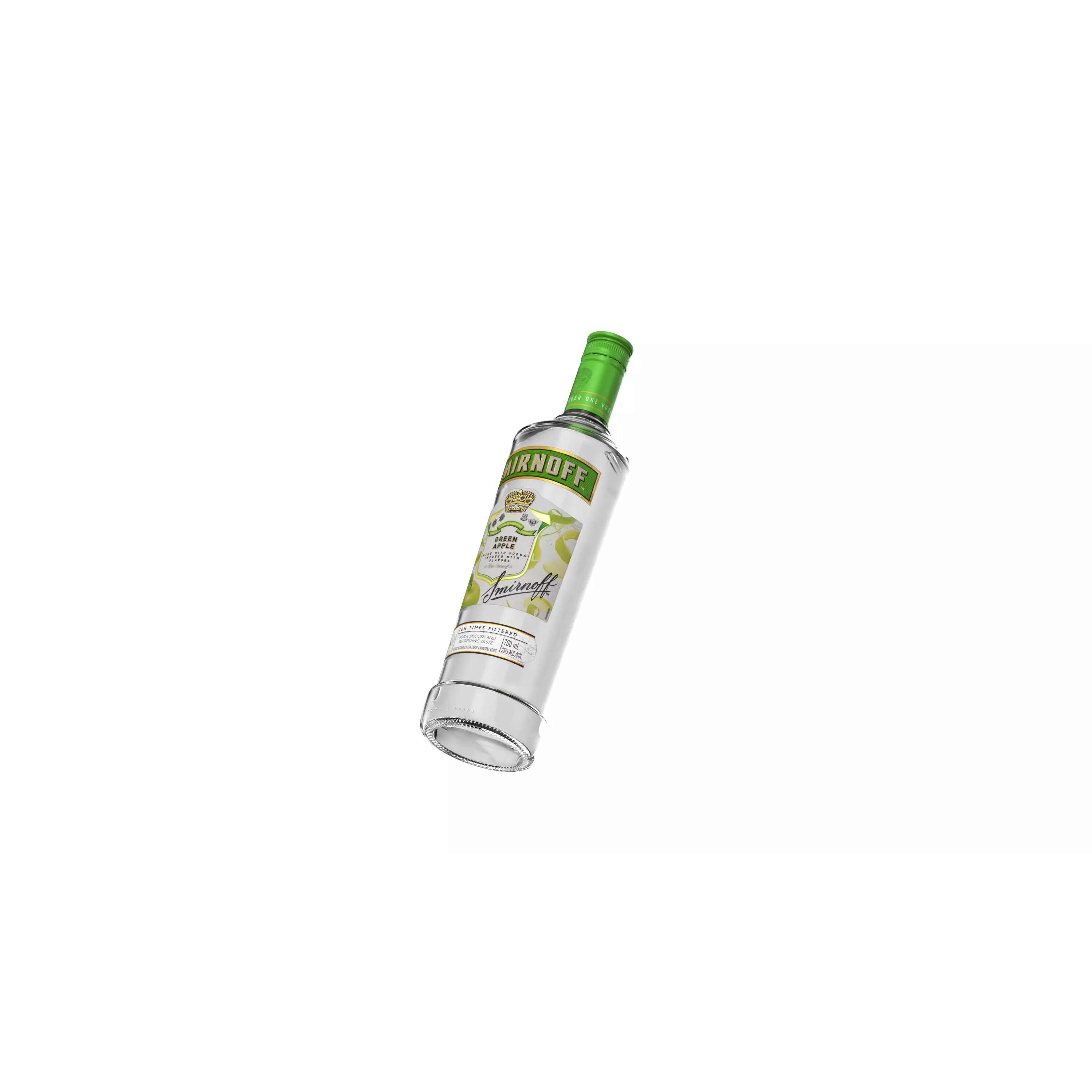 Smirnoff Green Apple Bottle - High Quality 3D Model - View 4