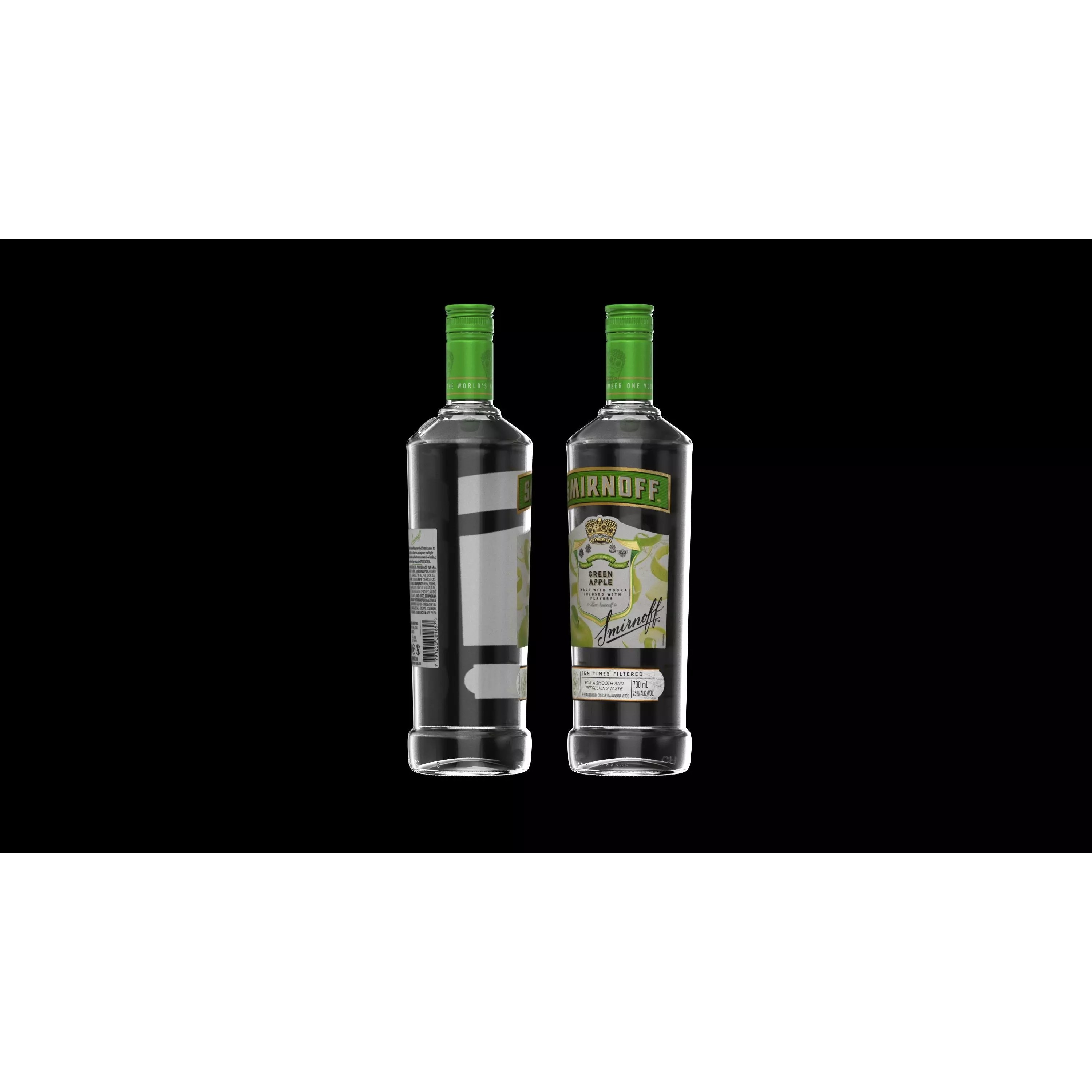 Smirnoff Green Apple Bottle - High Quality 3D Model - View 6