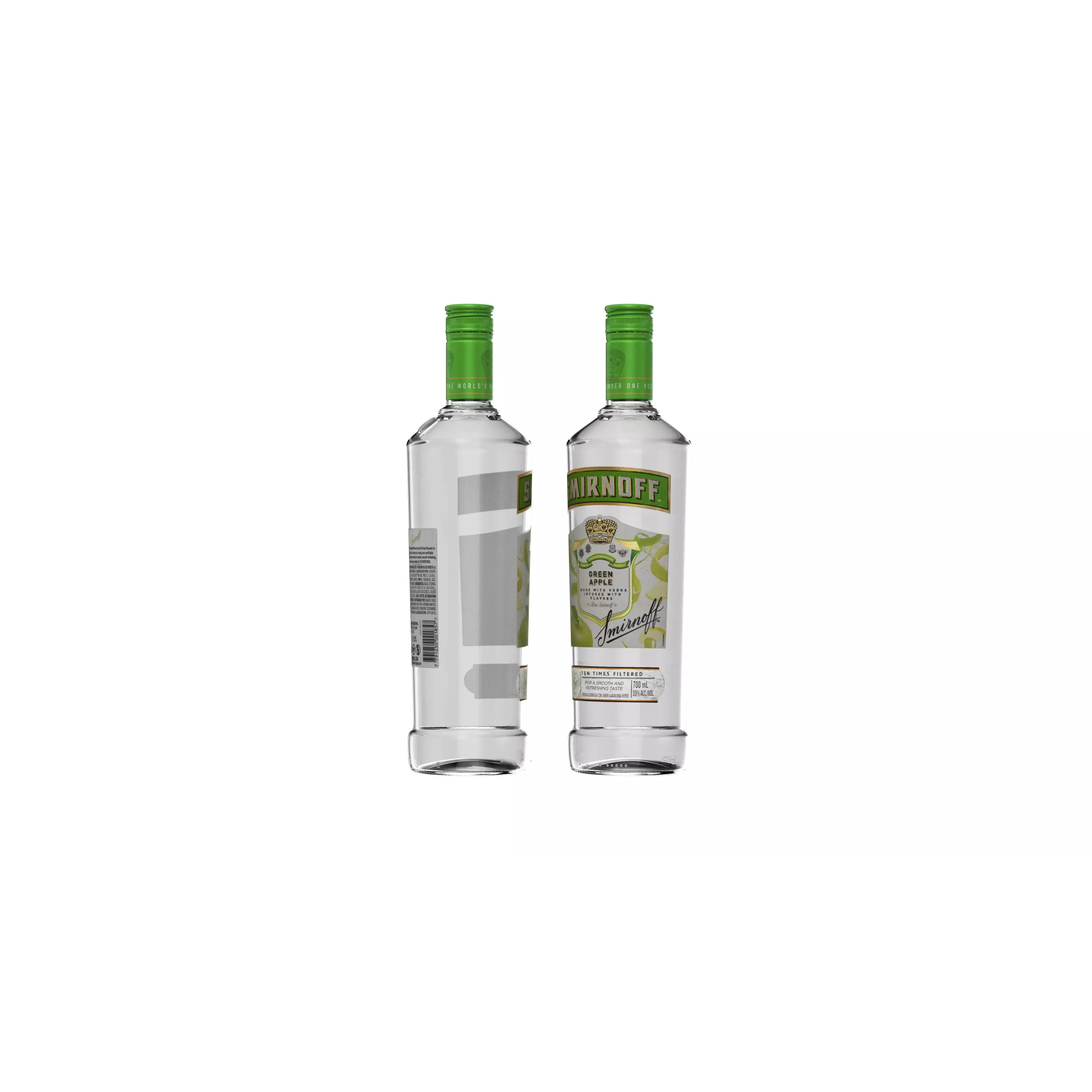 Smirnoff Green Apple Bottle - High Quality 3D Model - View 7