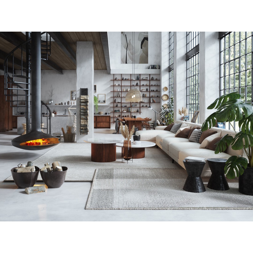 Boho Design Interior Scene 3D Model – Cinema 4D & Octane Render