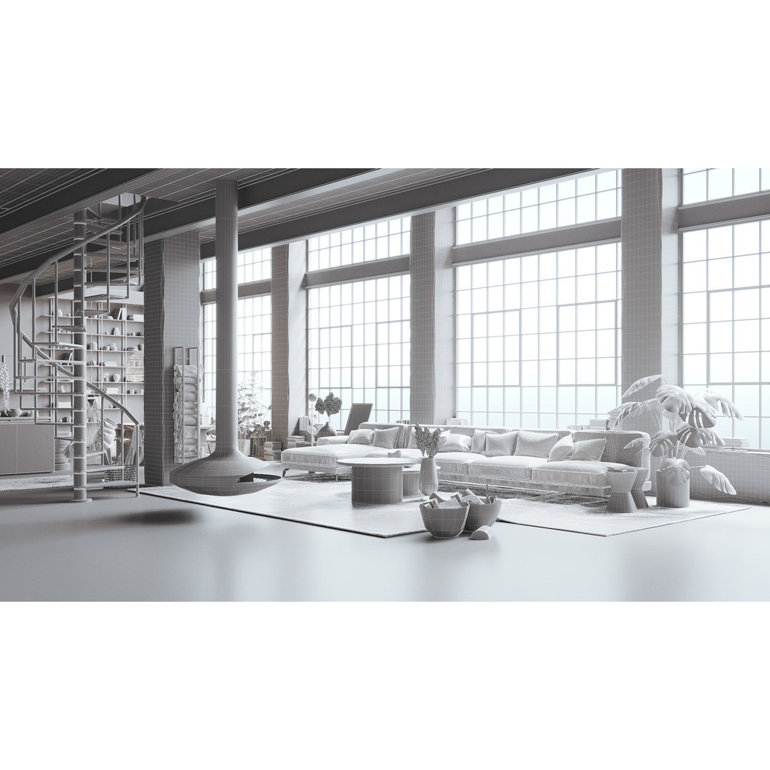 Boho Design Interior Scene 3D Model – Cinema 4D & Octane Render - View 11