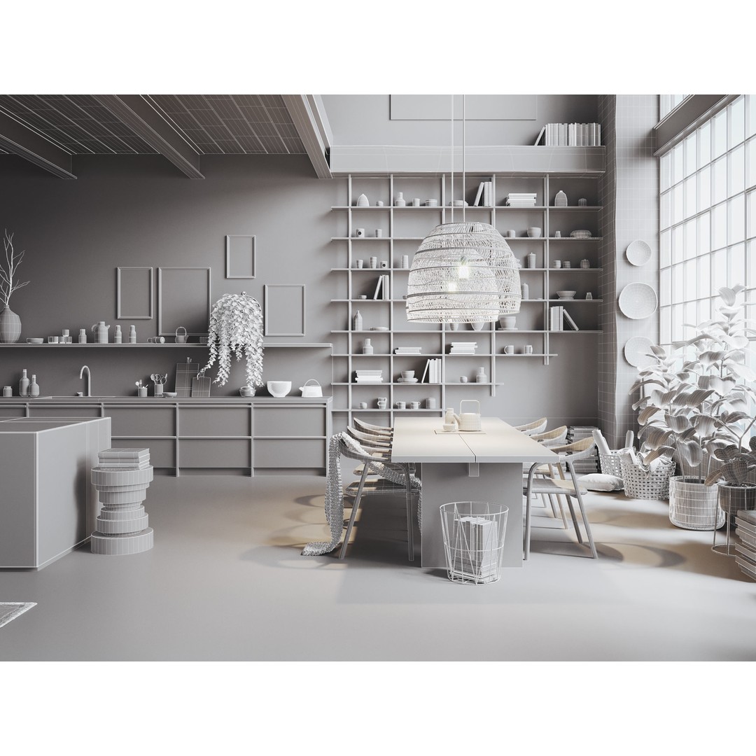 Boho Design Interior Scene 3D Model – Cinema 4D & Octane Render - View 15