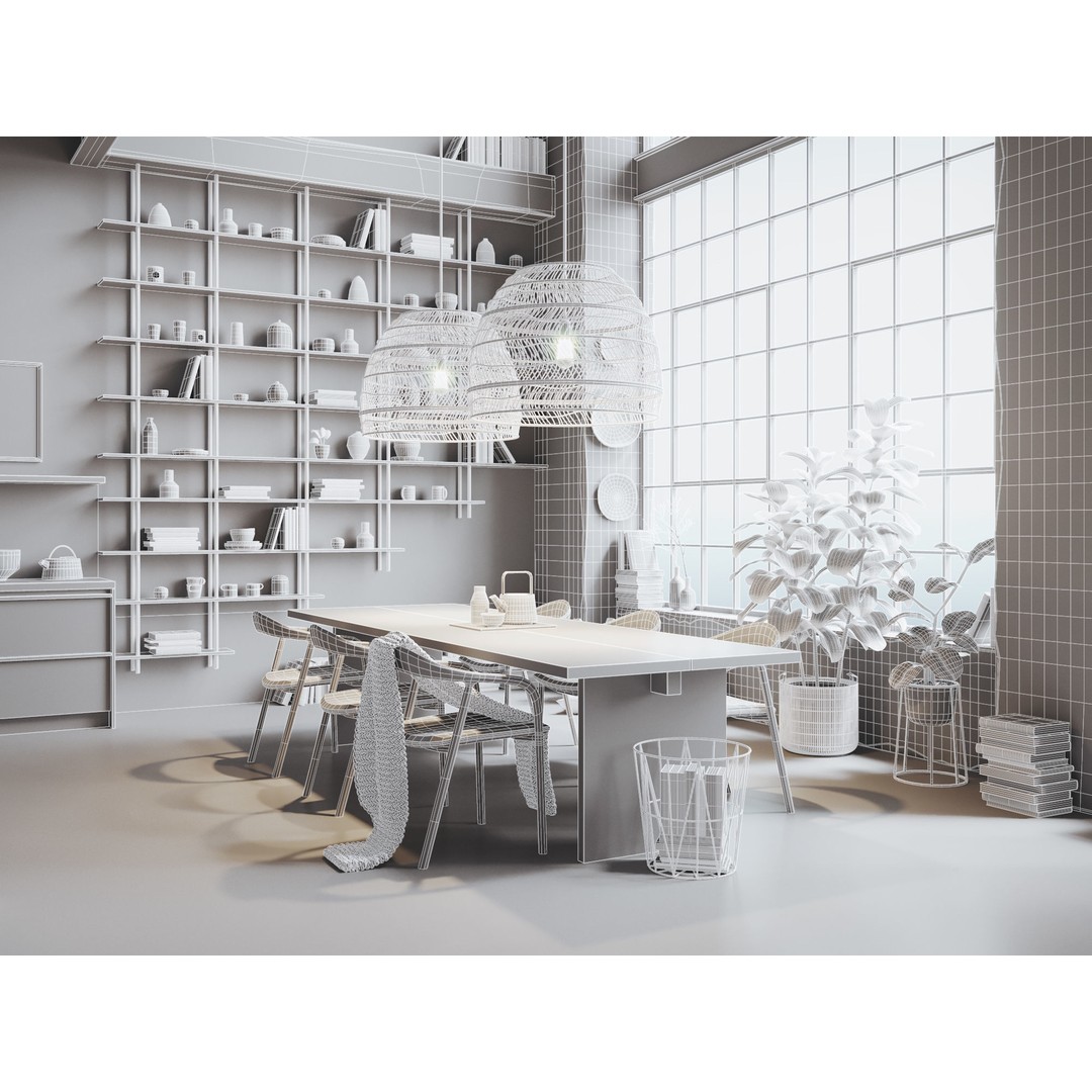 Boho Design Interior Scene 3D Model – Cinema 4D & Octane Render - View 17