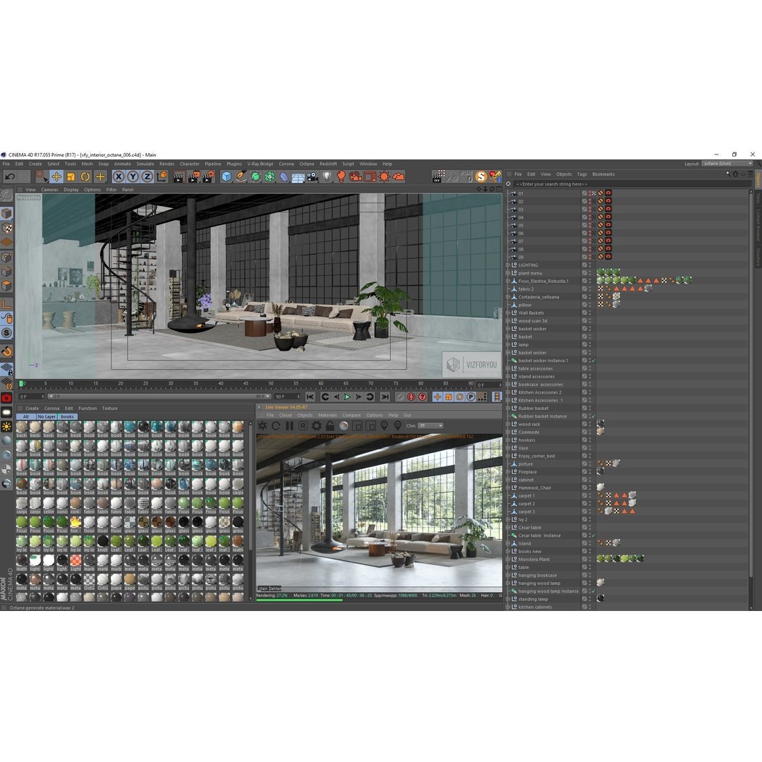 Boho Design Interior Scene 3D Model – Cinema 4D & Octane Render - View 20