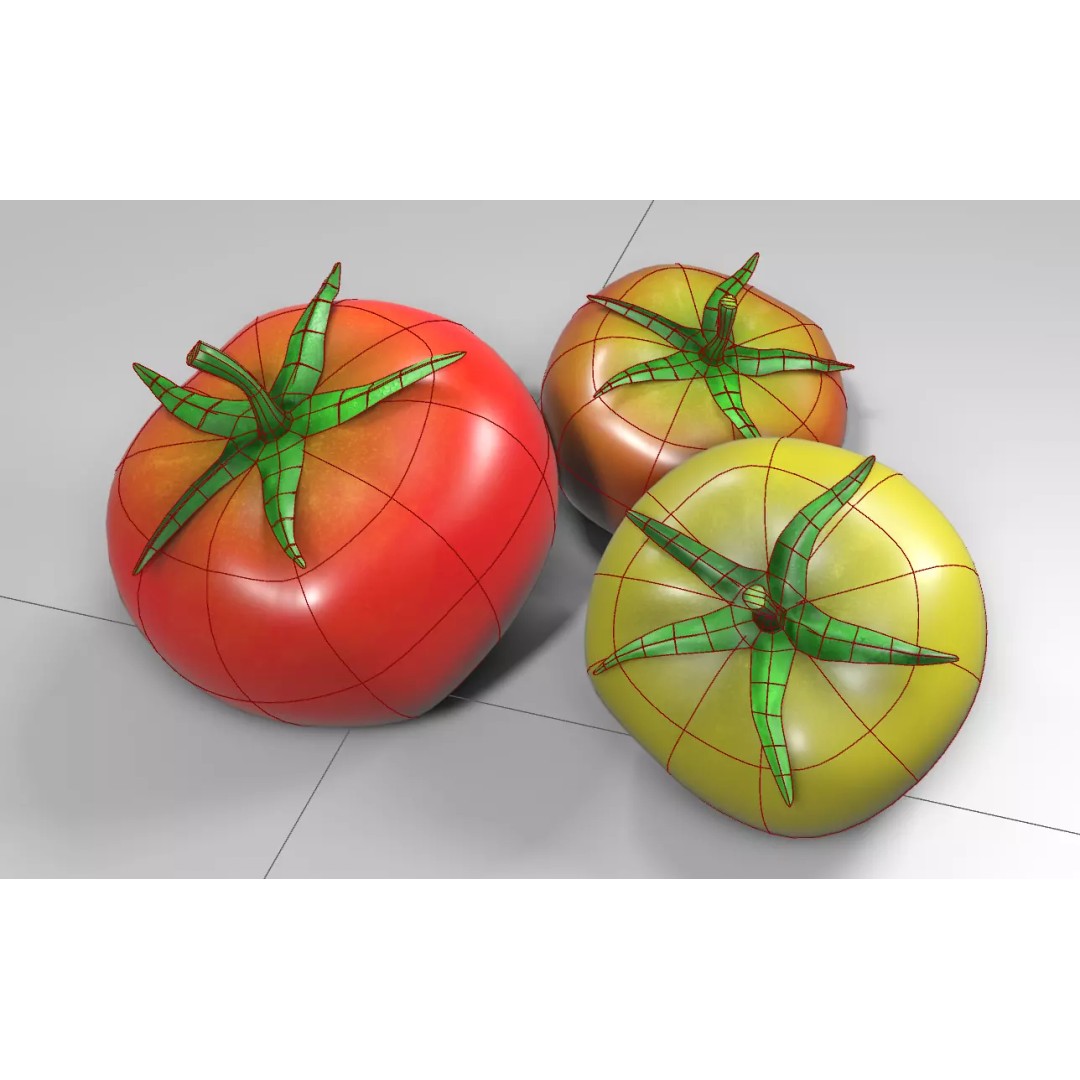Tomato 3D Model – Low Poly PBR Asset for Games and Rendering - View 8