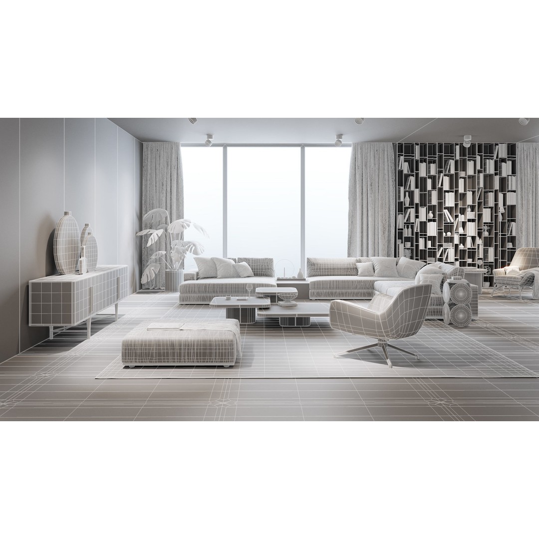 Modern Apartment Scene 3D Model – High-Quality Interior, Cinema 4D - View 8