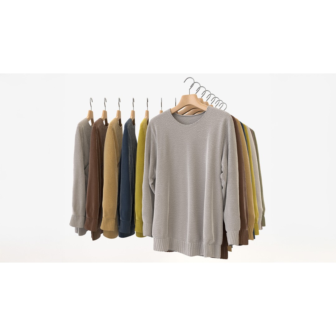 Casual Mens Clothing 3D Model Set – Hanging & Folded Garments for Archviz - View 11