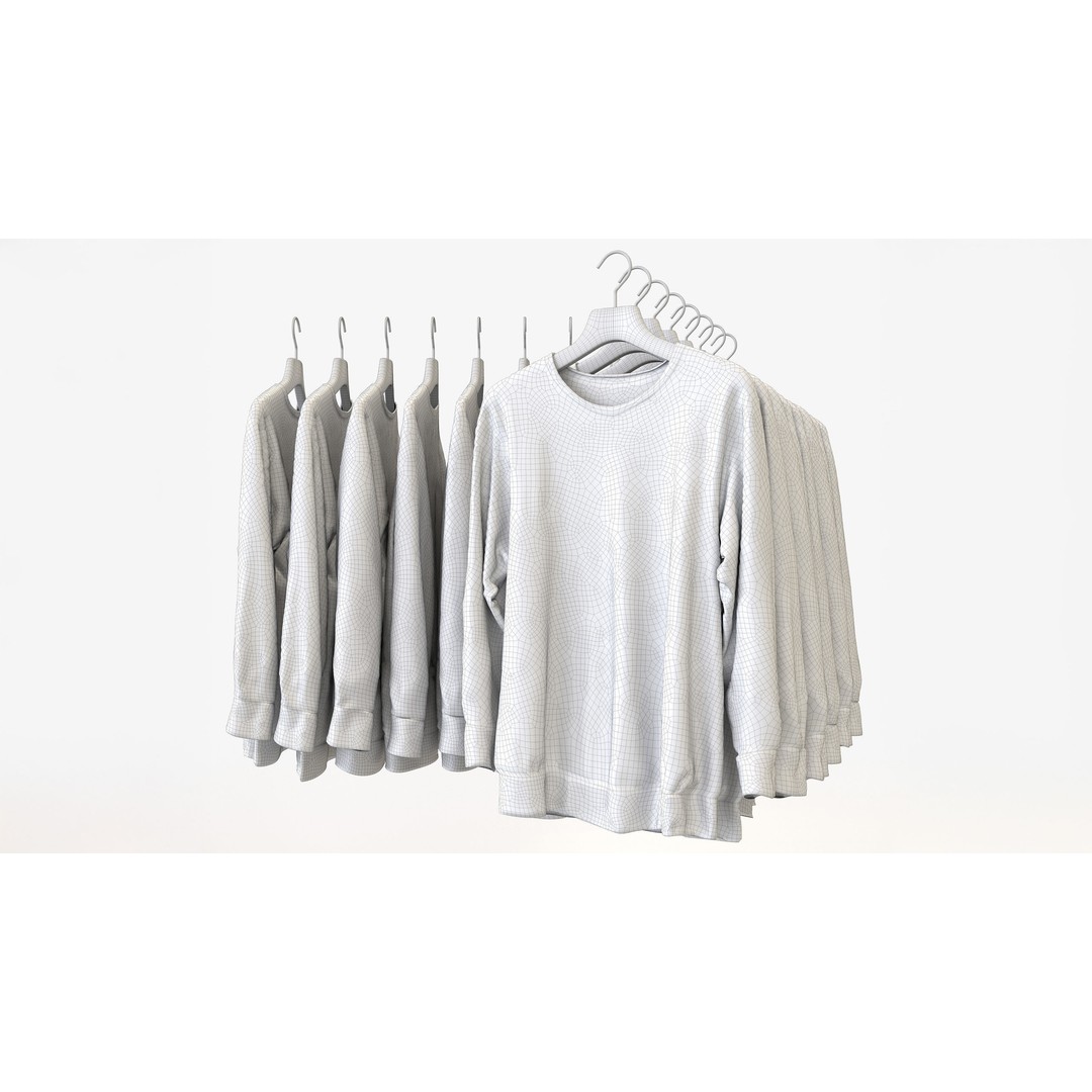 Casual Mens Clothing 3D Model Set – Hanging & Folded Garments for Archviz - View 13