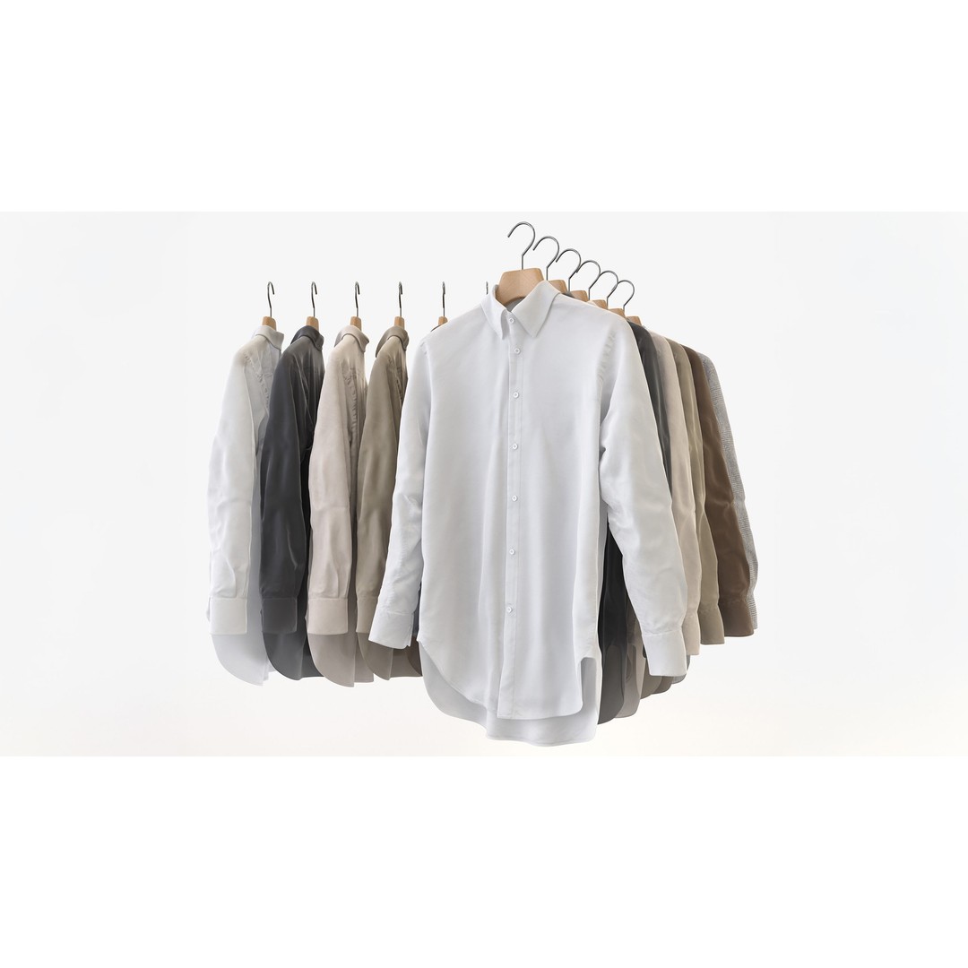 Casual Mens Clothing 3D Model Set – Hanging & Folded Garments for Archviz - View 15