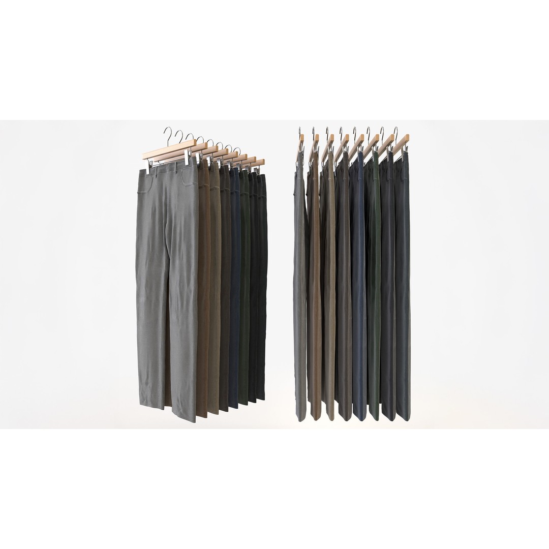 Casual Mens Clothing 3D Model Set – Hanging & Folded Garments for Archviz - View 19