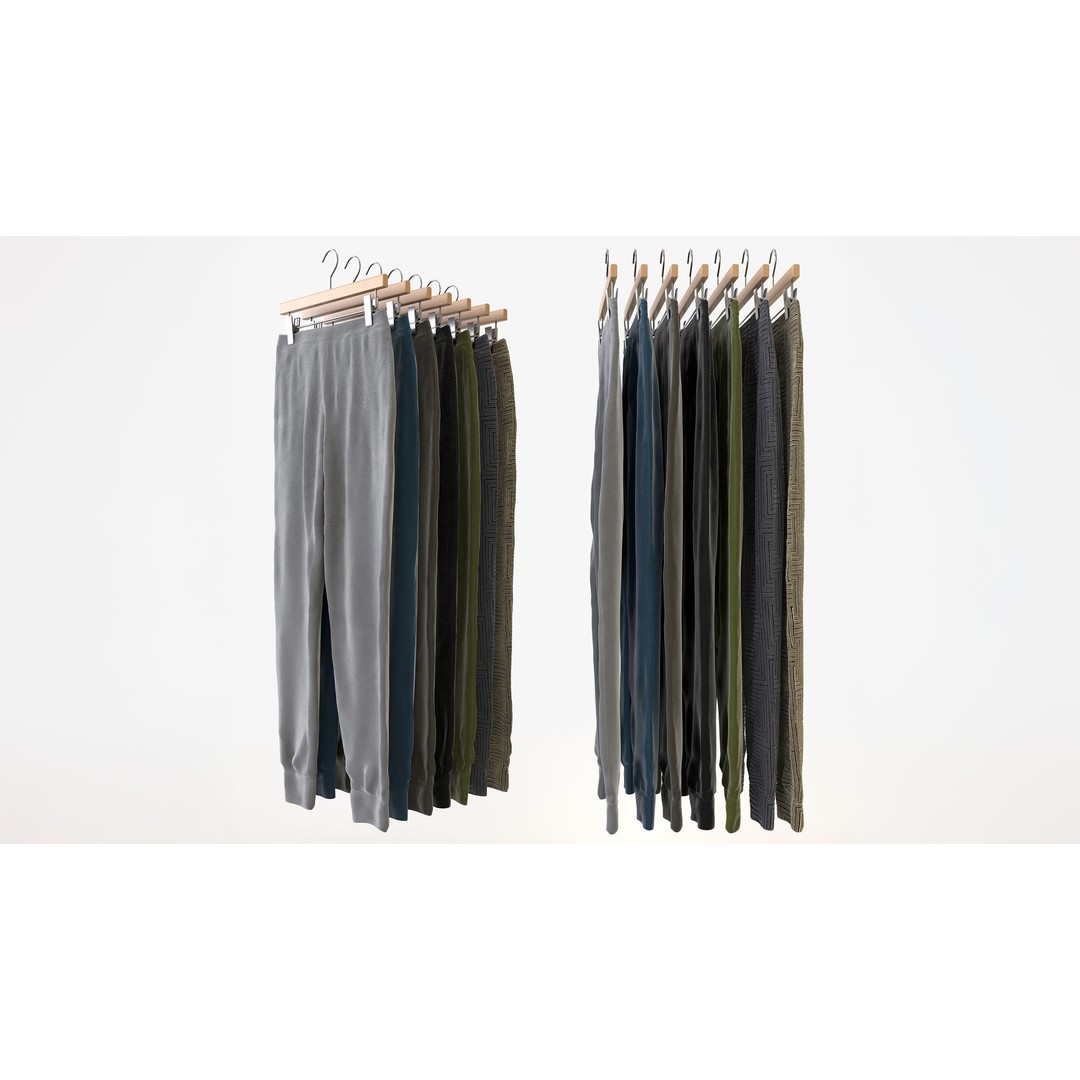 Casual Mens Clothing 3D Model Set – Hanging & Folded Garments for Archviz - View 23