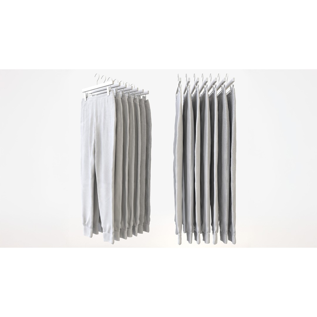Casual Mens Clothing 3D Model Set – Hanging & Folded Garments for Archviz - View 24