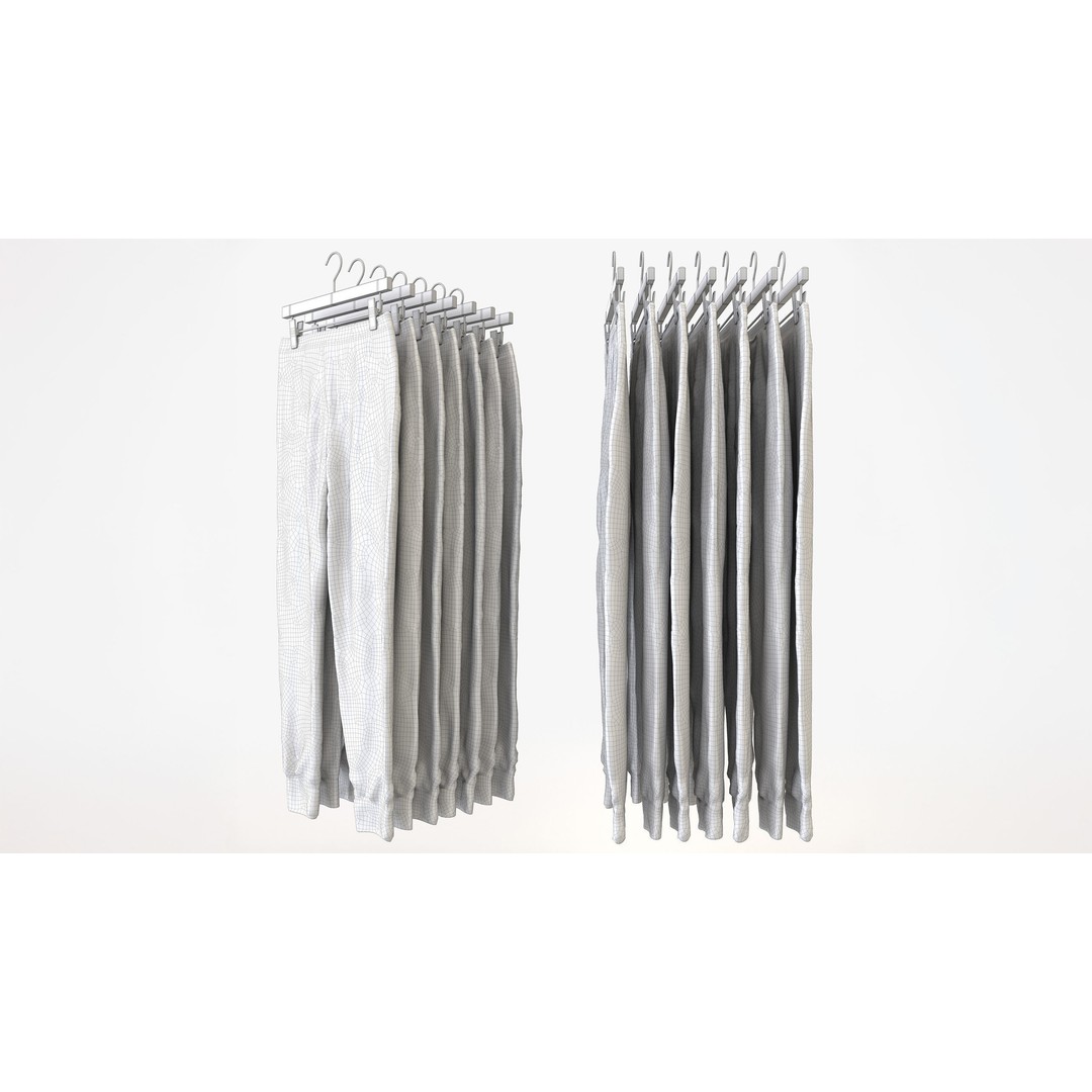 Casual Mens Clothing 3D Model Set – Hanging & Folded Garments for Archviz - View 25