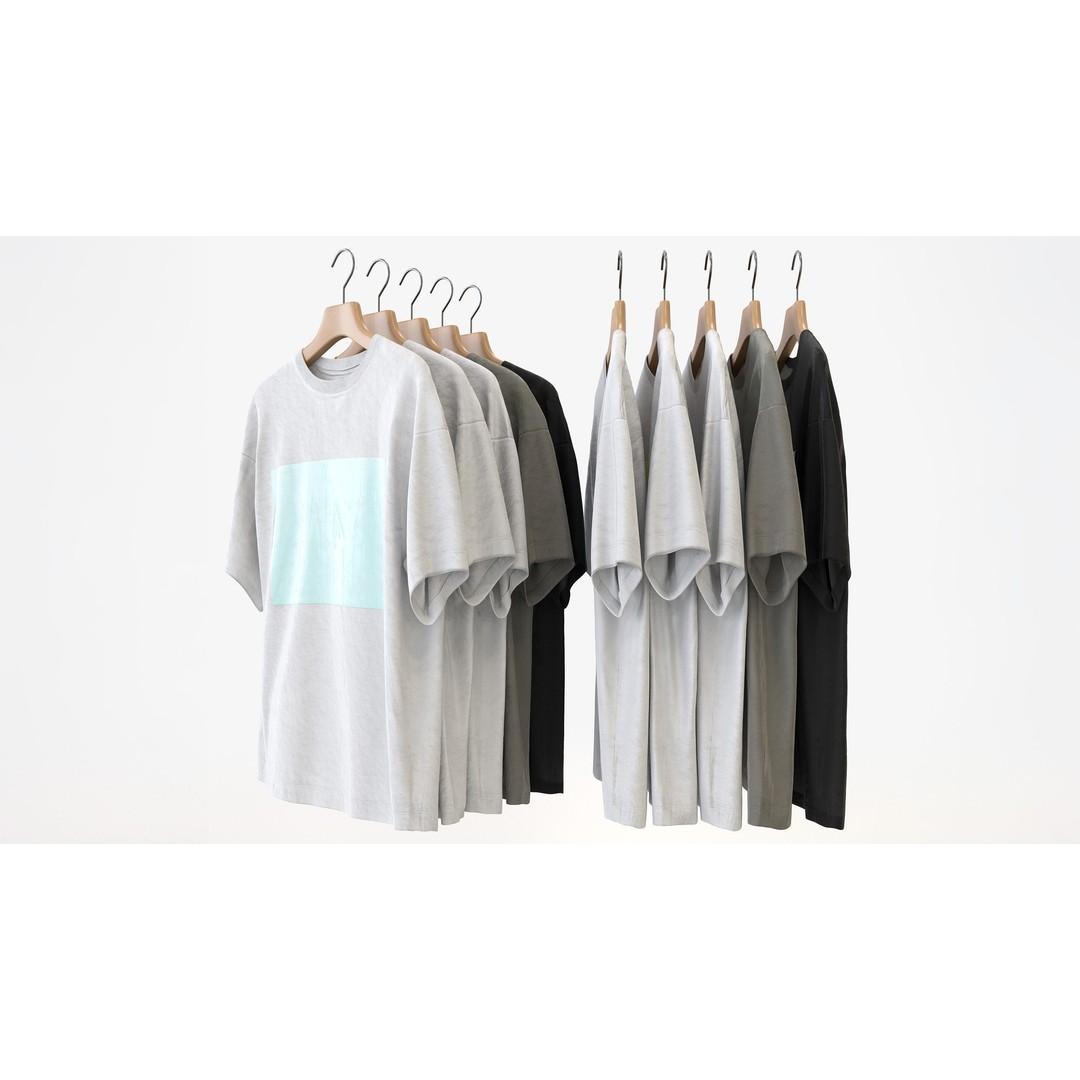 Casual Mens Clothing 3D Model Set – Hanging & Folded Garments for Archviz - View 7