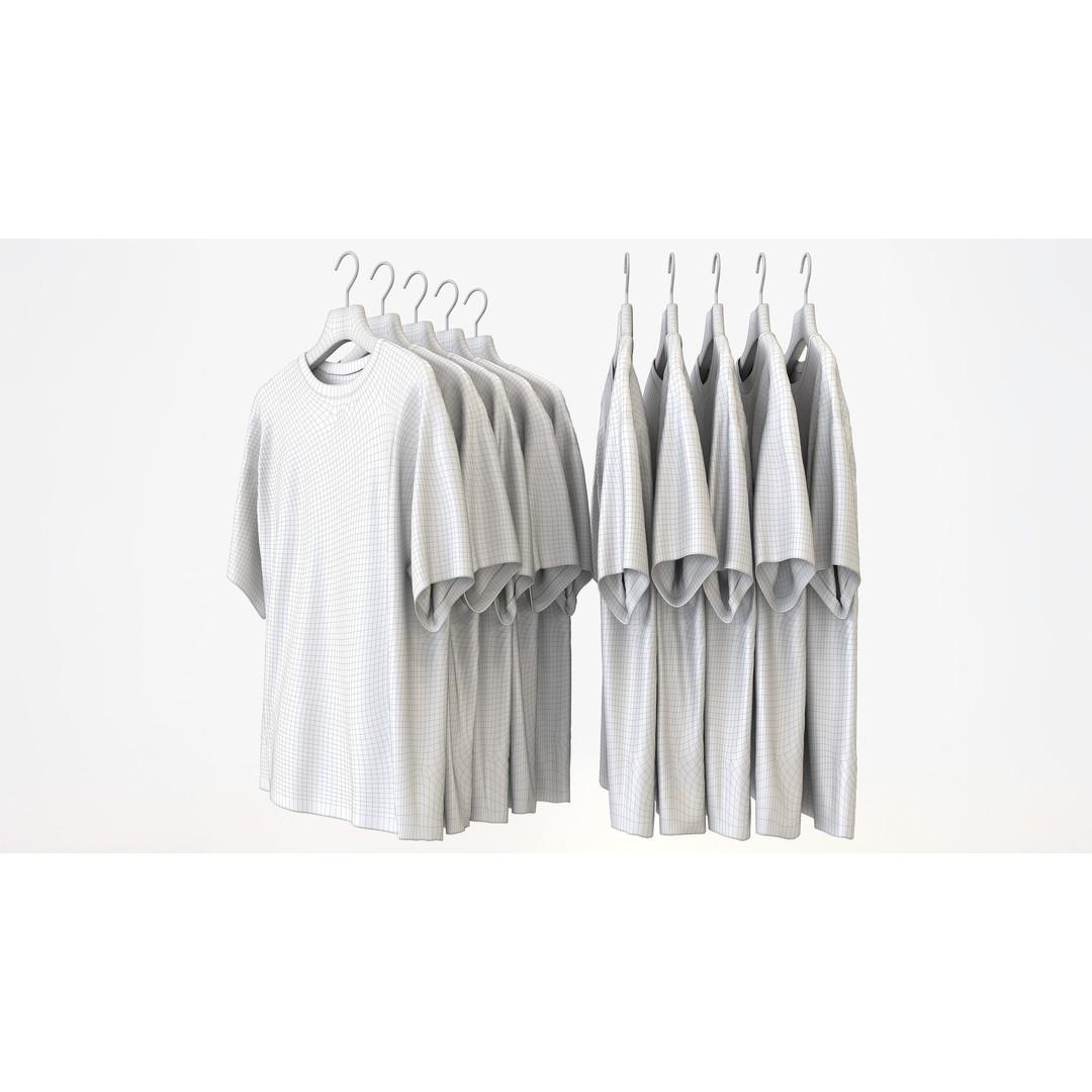 Casual Mens Clothing 3D Model Set – Hanging & Folded Garments for Archviz - View 9