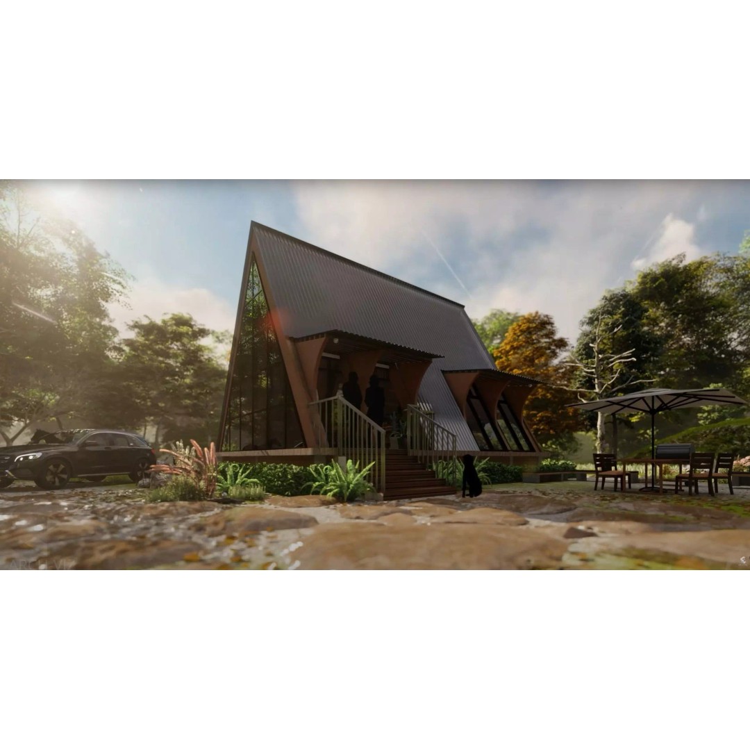 A-Frame House 3D Model – Detailed Architectural Design, Revit & Lumion Formats - View 2